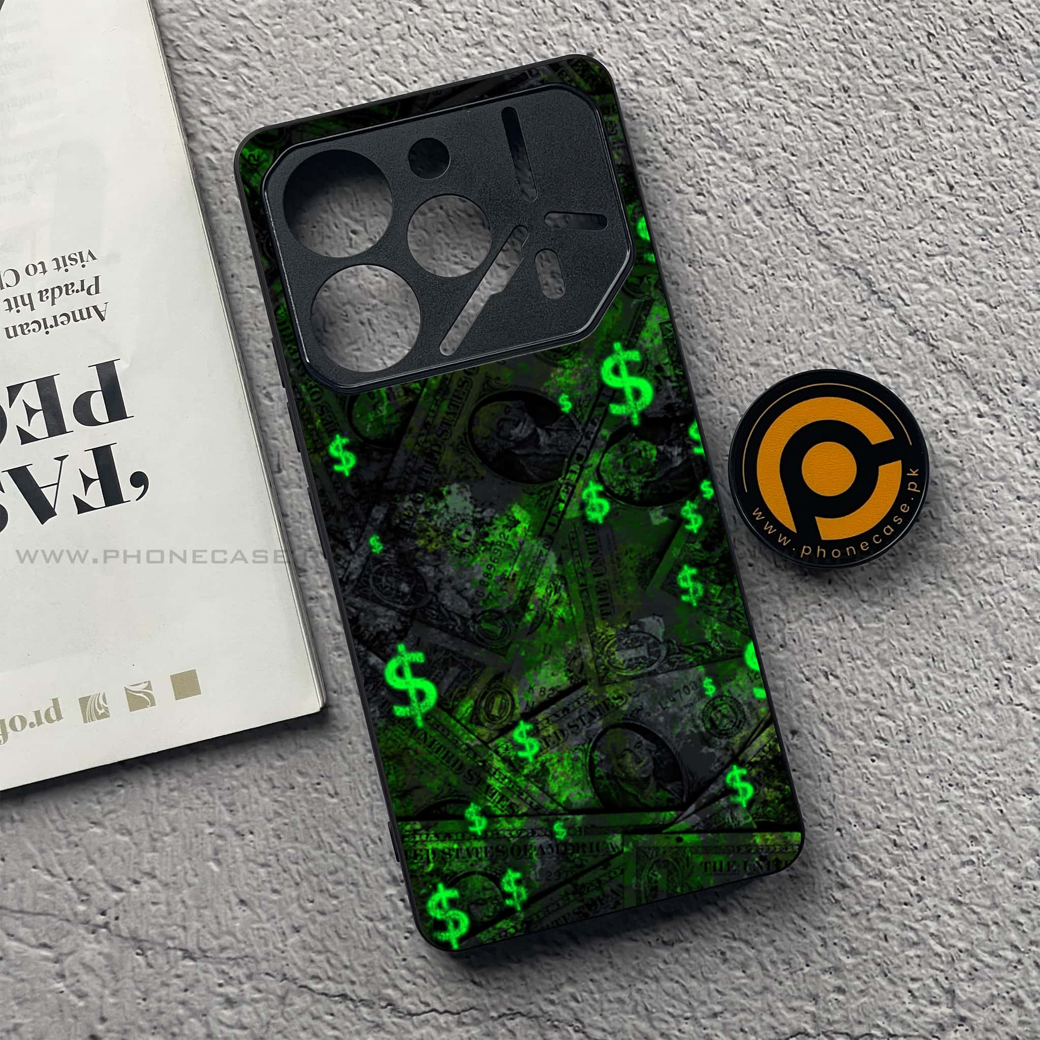 Tecno Pova 6 - Dollar Series - Premium Metal  Printed soft Bumper shock Proof Case