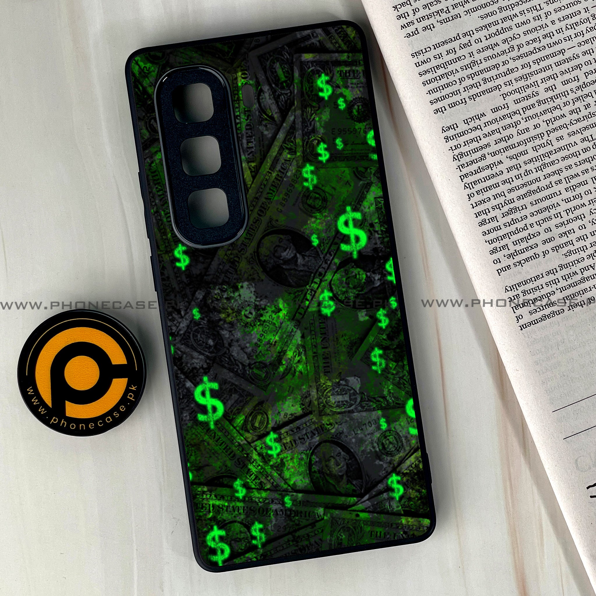 Infinix Hot 50 Pro Plus - Dollar Series - Premium Printed Glass soft Bumper shock Proof Case