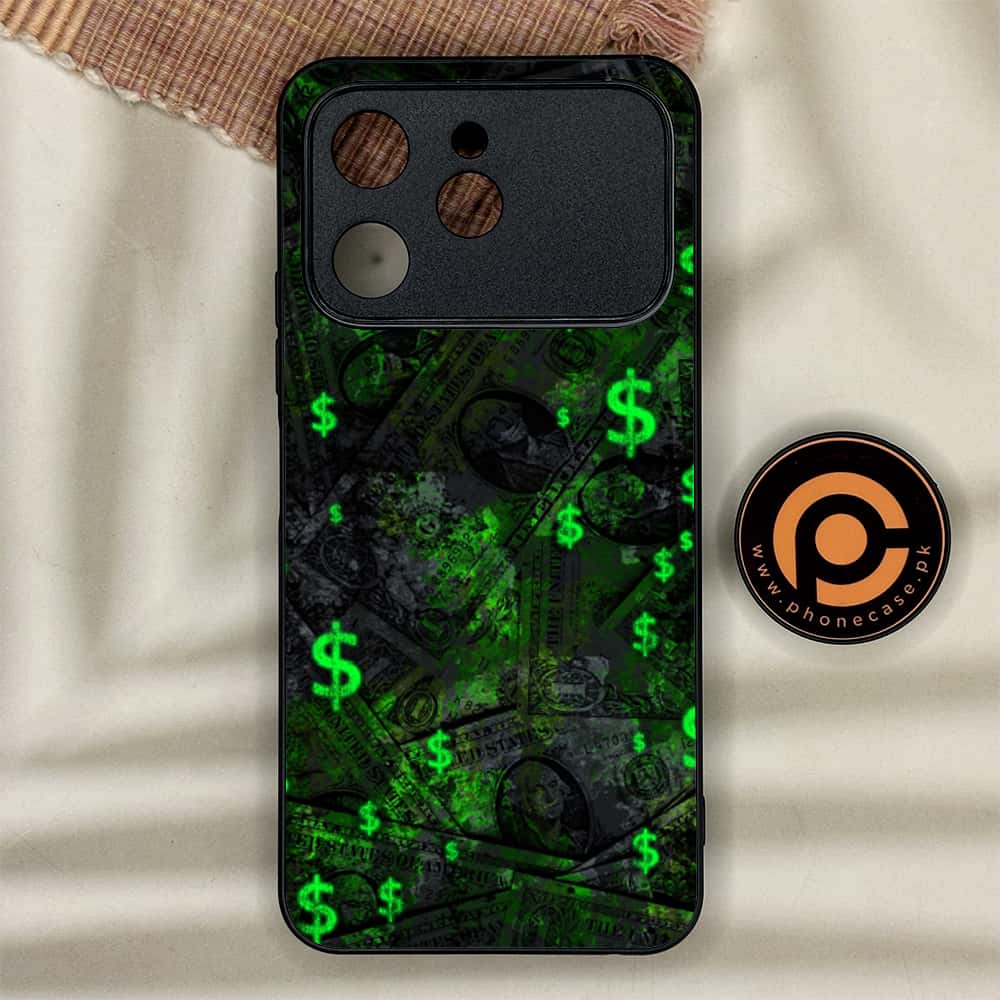 Tecno Spark 40 - Dollar Series - Premium Metal Printed soft Bumper shock Proof Case