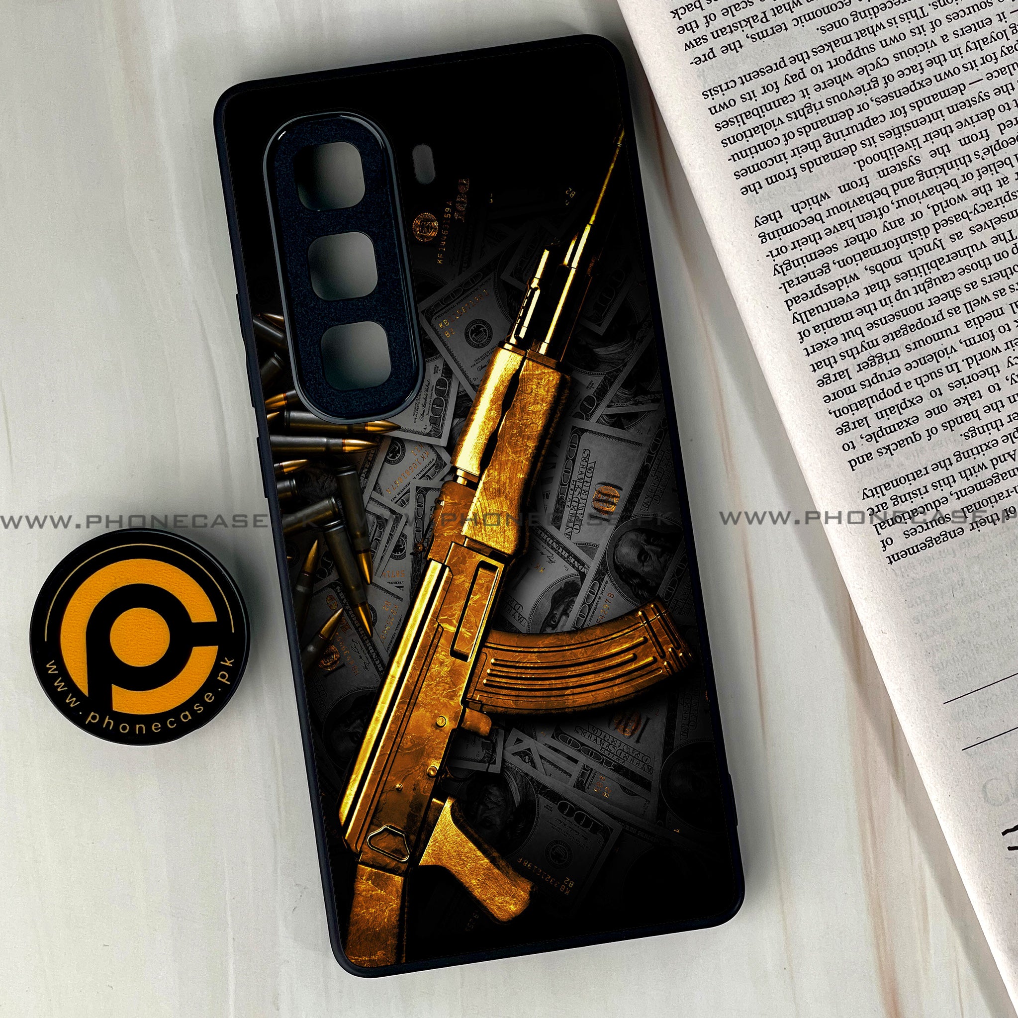 Infinix Hot 50 Pro Plus - Dollar Series - Premium Printed Glass soft Bumper shock Proof Case