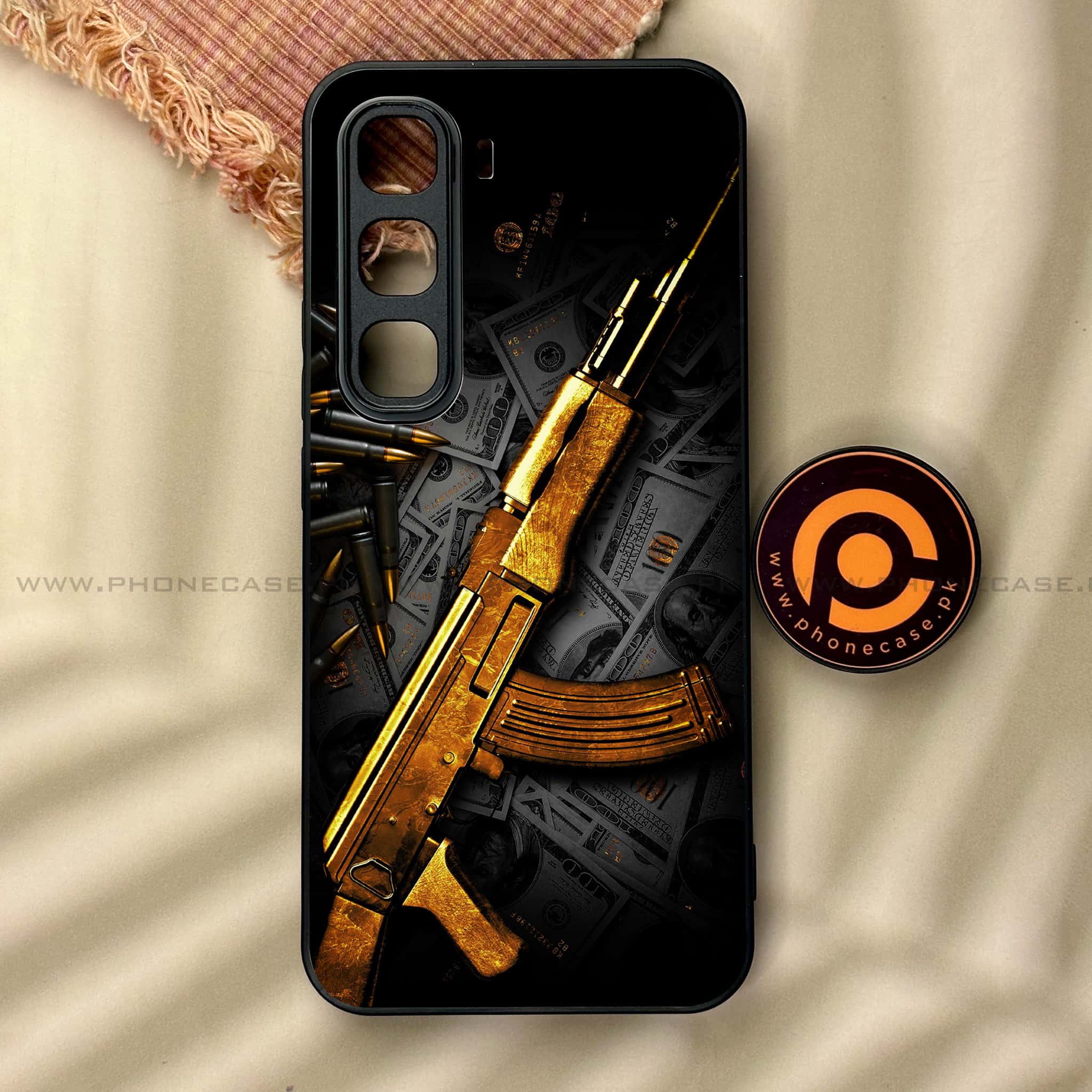 Infinix Hot 60 Pro - Dollar Series - Premium Metal Printed soft Bumper shock Proof Case