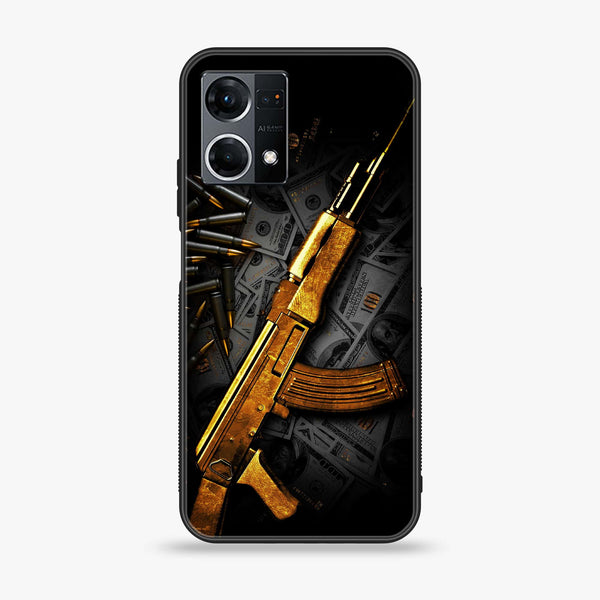 Oppo Reno 7/F21 Pro - Dollar Design 6- Premium Printed Glass soft Bumper shock Proof Case  CS-16253 CS-26450 CS-40842