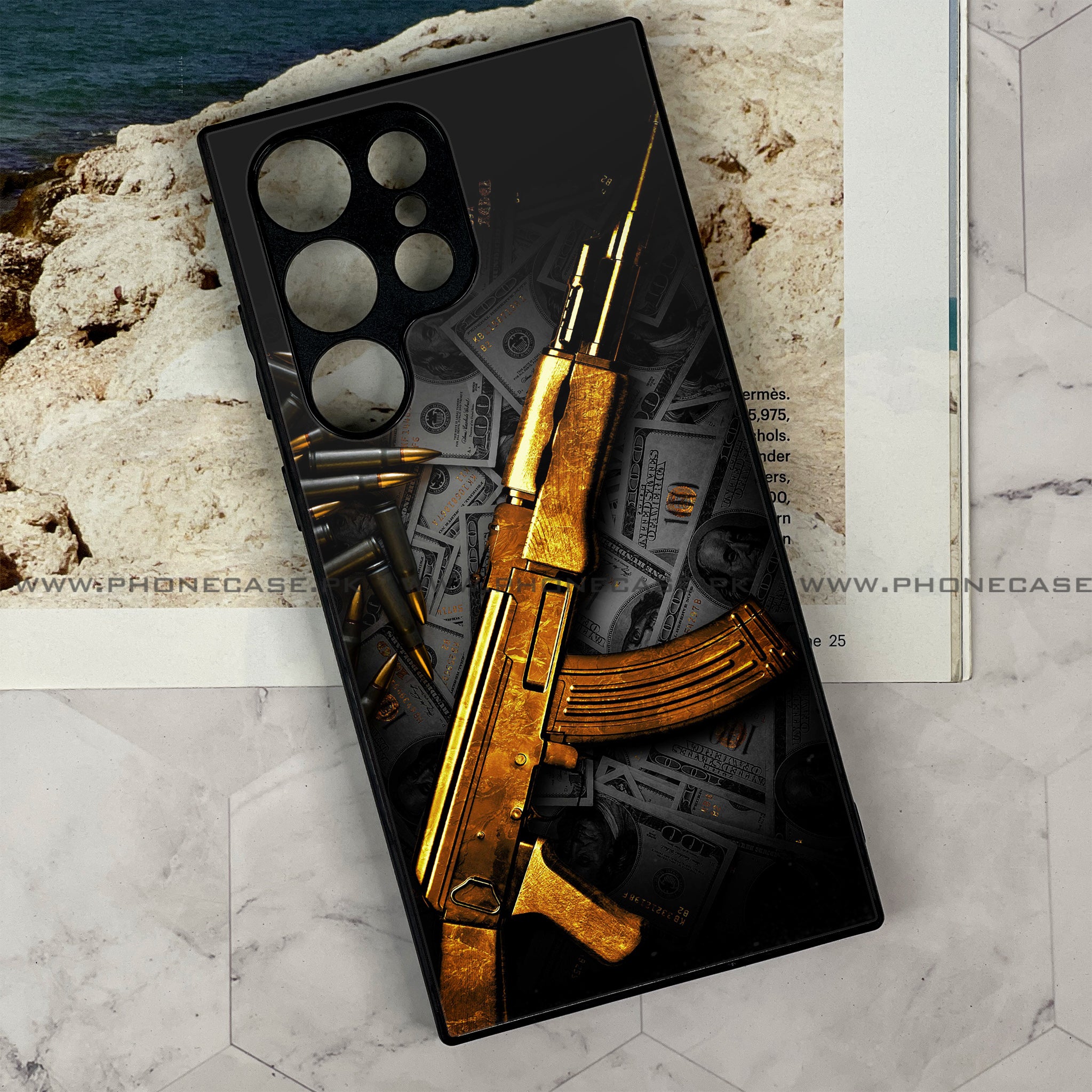 Galaxy S21 Ultra - Dollar series - Premium Metal Printed soft Bumper shock Proof Case
