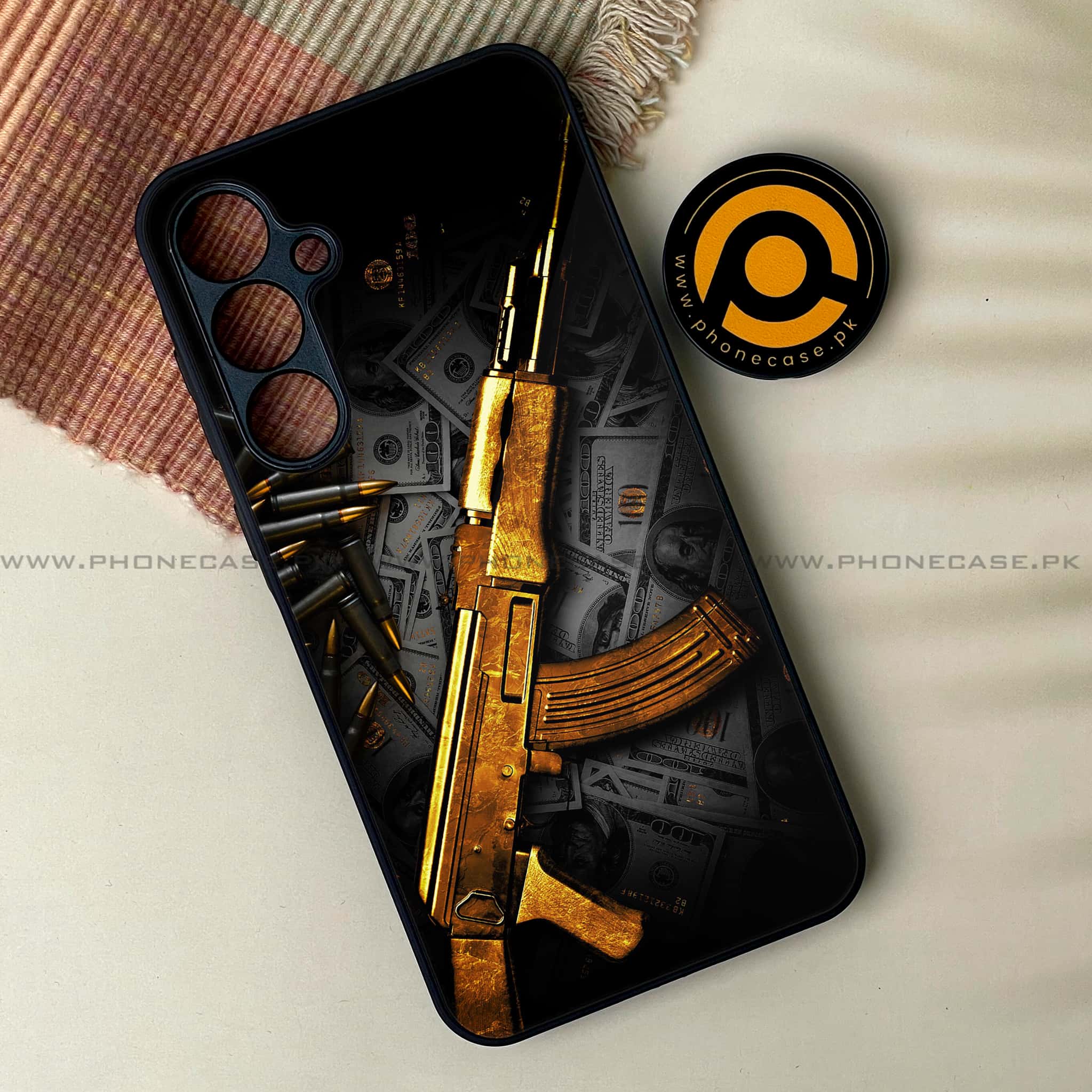 Samsung Galaxy A25 - Dollar Series - Premium Printed Glass soft Bumper shock Proof Case