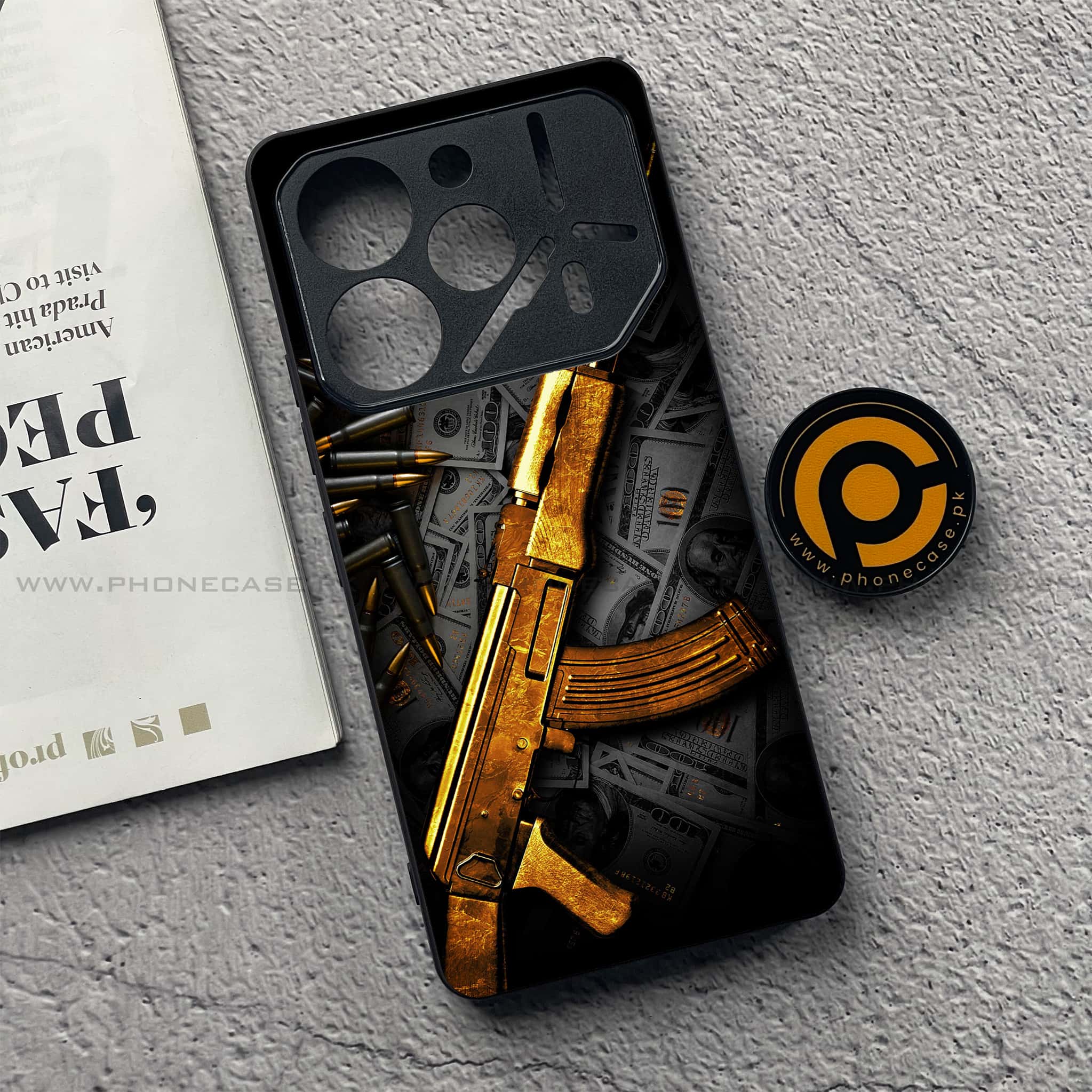 Tecno Pova 6 - Dollar Series - Premium Metal  Printed soft Bumper shock Proof Case