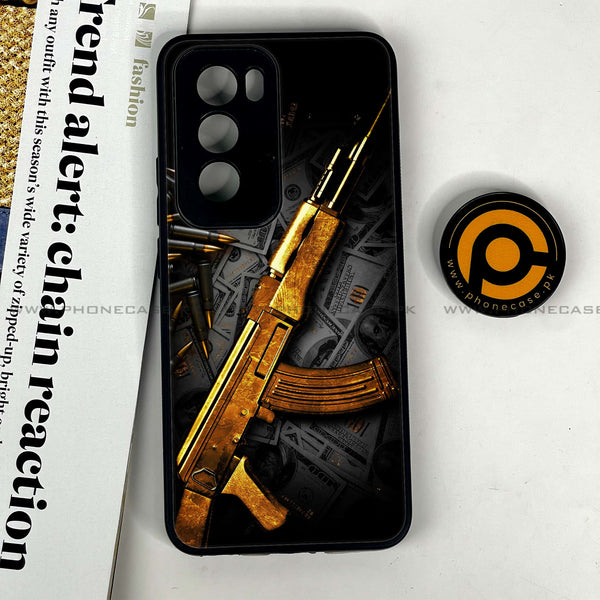 Oppo Reno 12 5G - Dollar Design 6 - Premium Printed Glass soft Bumper shock Proof Case