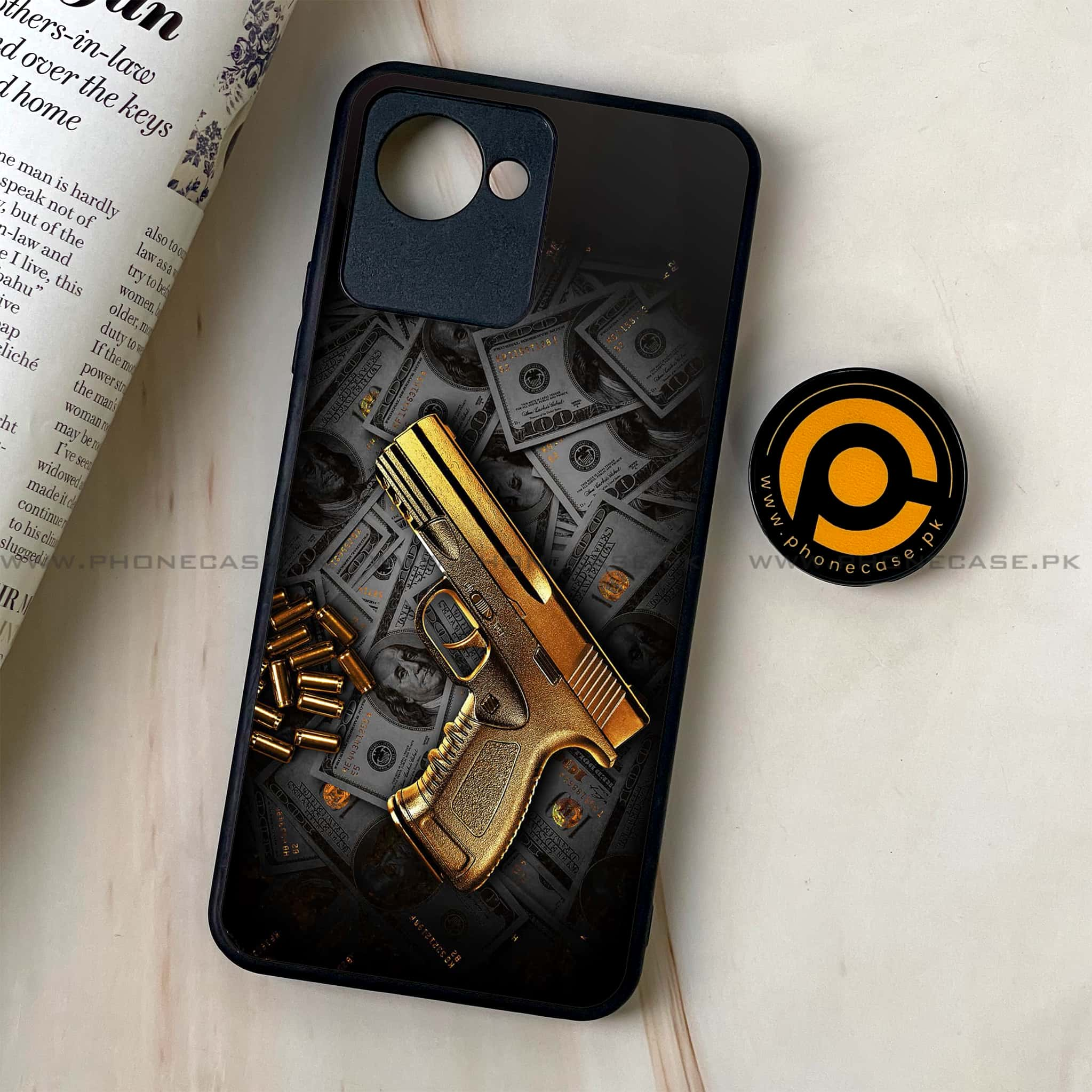 Realme C30 - Dollar Series - Premium Printed Glass soft Bumper shock Proof Case