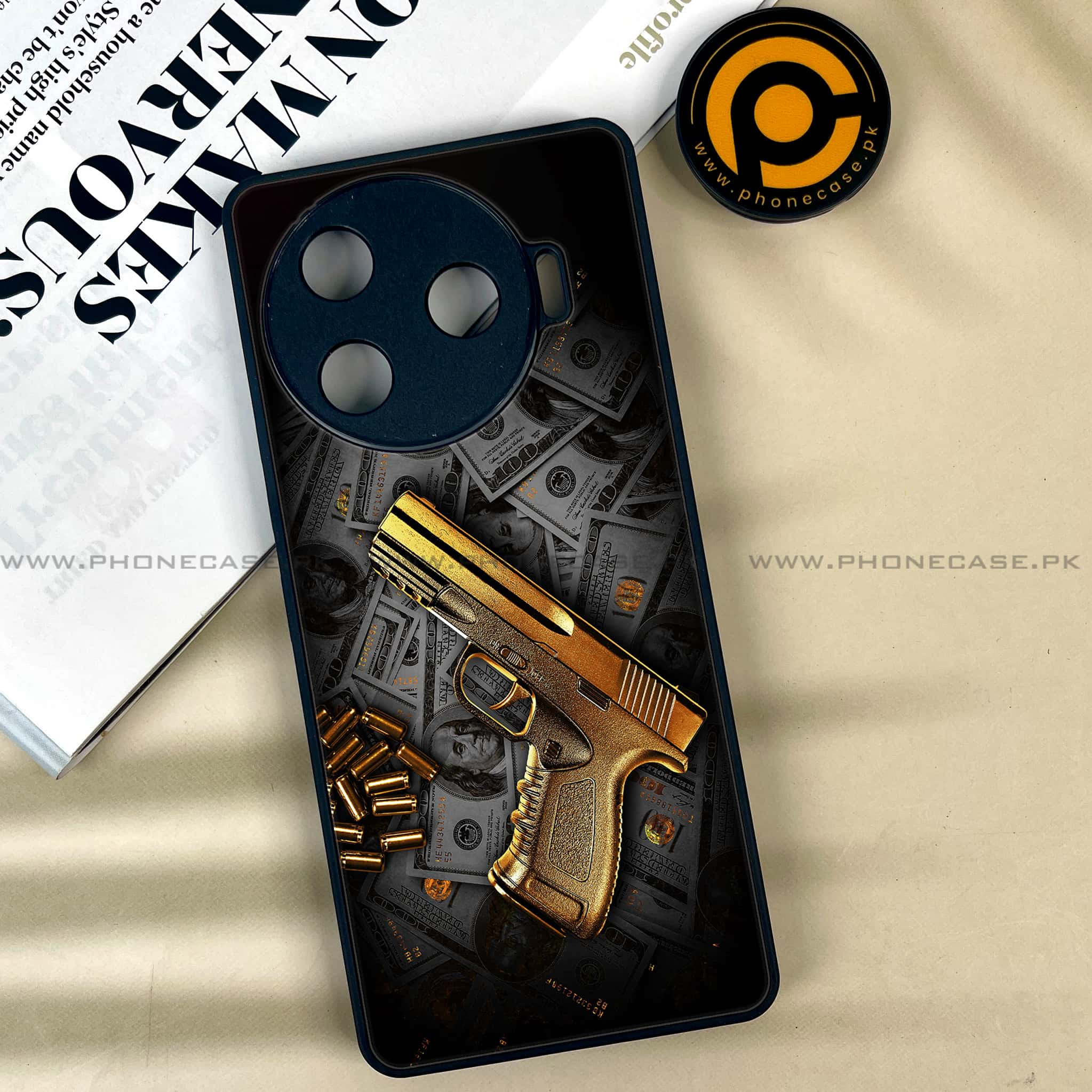 Tecno Camon 30 Pro - Dollar Series - Premium Printed Glass soft Bumper shock Proof Case