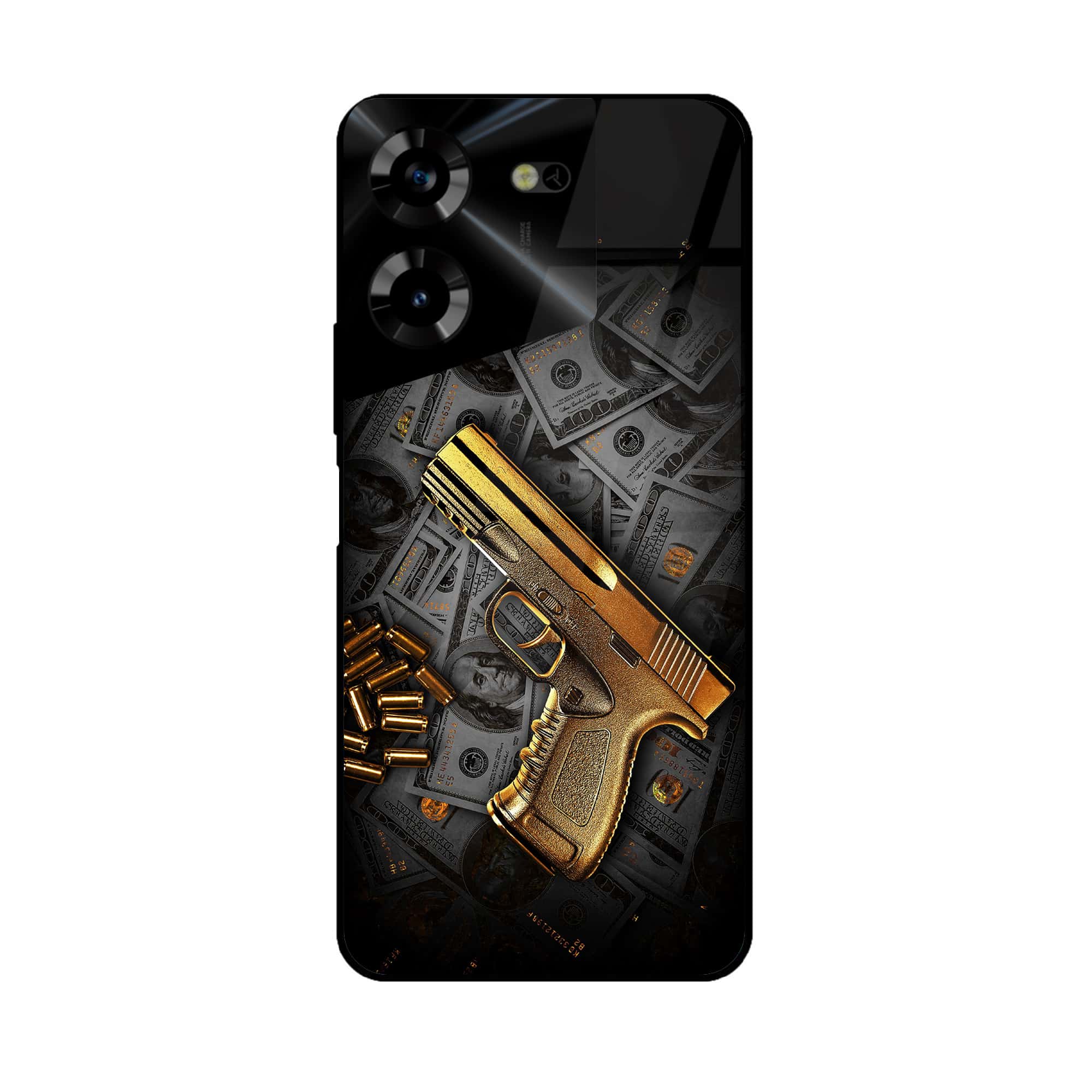 Tecno Pova 5 Pro - Dollar Series - Premium Printed Glass soft Bumper shock Proof Case