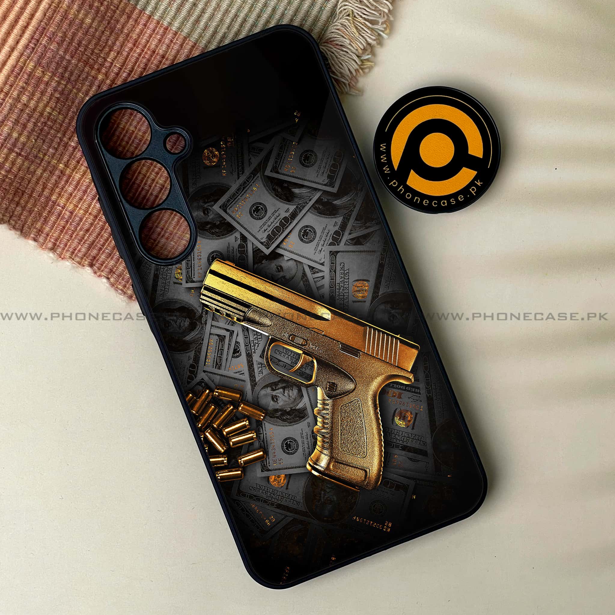 Samsung Galaxy A25 - Dollar Series - Premium Printed Glass soft Bumper shock Proof Case
