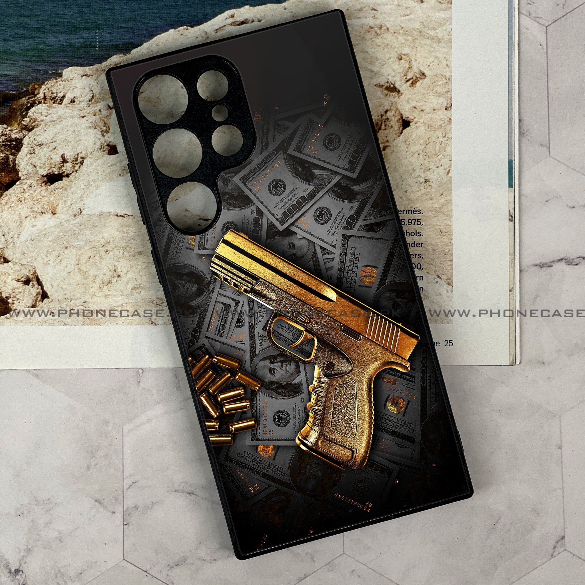 Galaxy S21 Ultra - Dollar series - Premium Metal Printed soft Bumper shock Proof Case