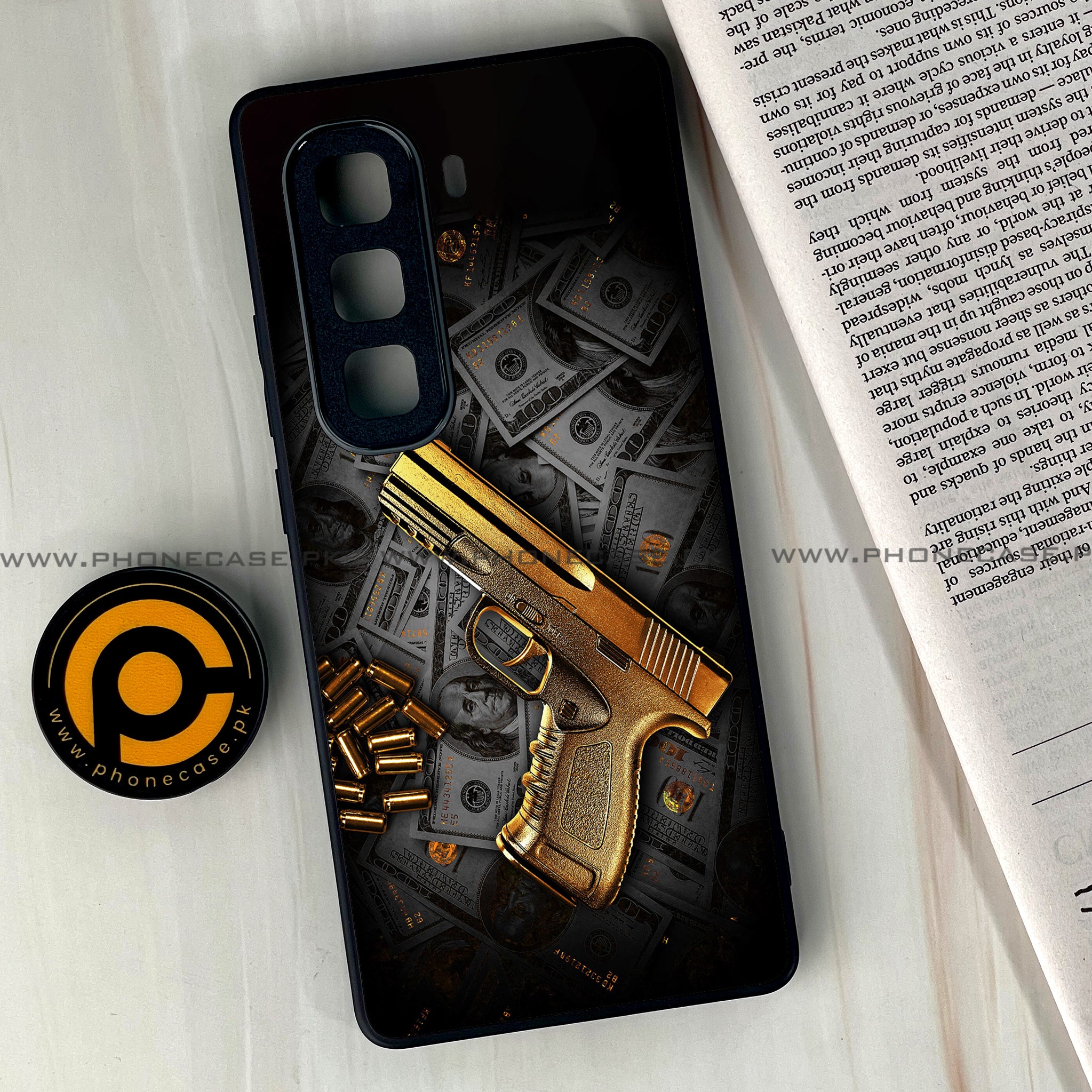 Infinix Hot 50 Pro Plus - Dollar Series - Premium Printed Glass soft Bumper shock Proof Case