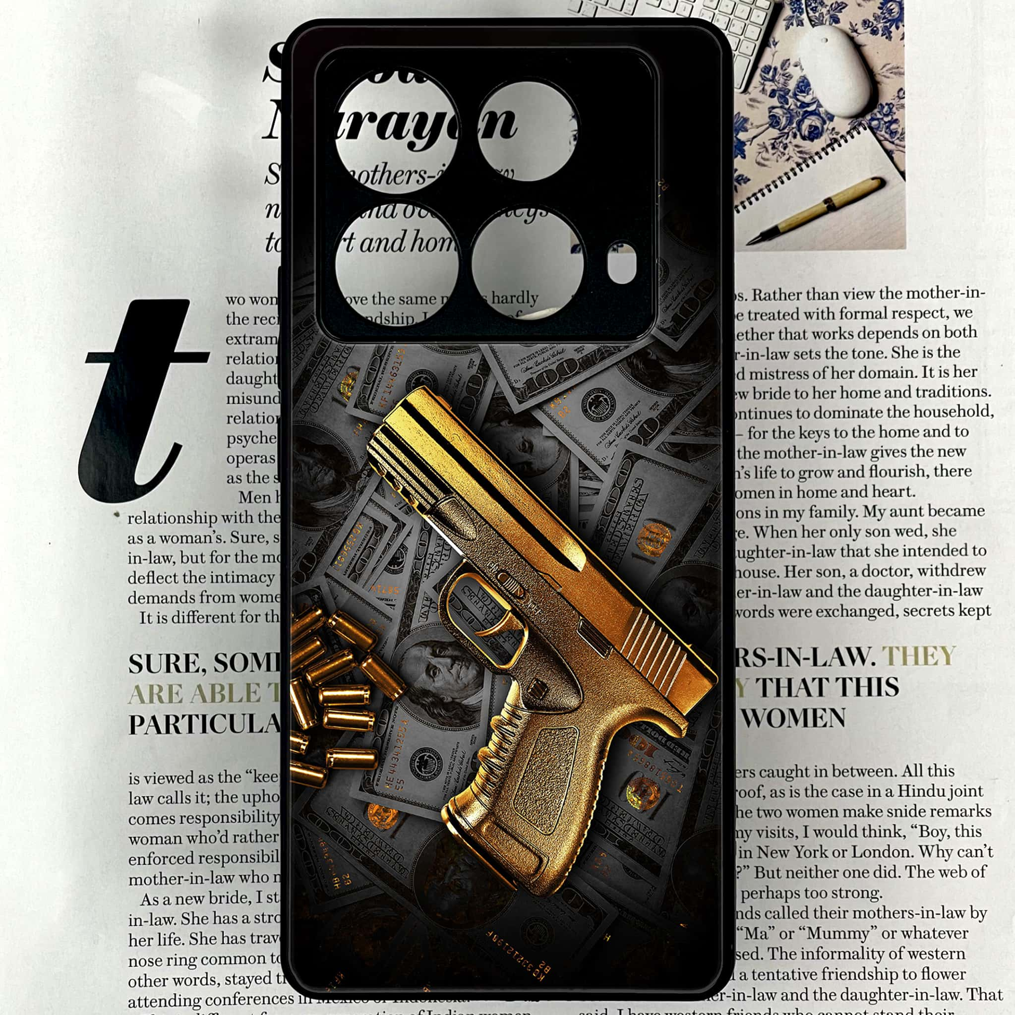 Infinix Note 40 4G - Dollar Series - Premium Printed Glass soft Bumper shock Proof Case