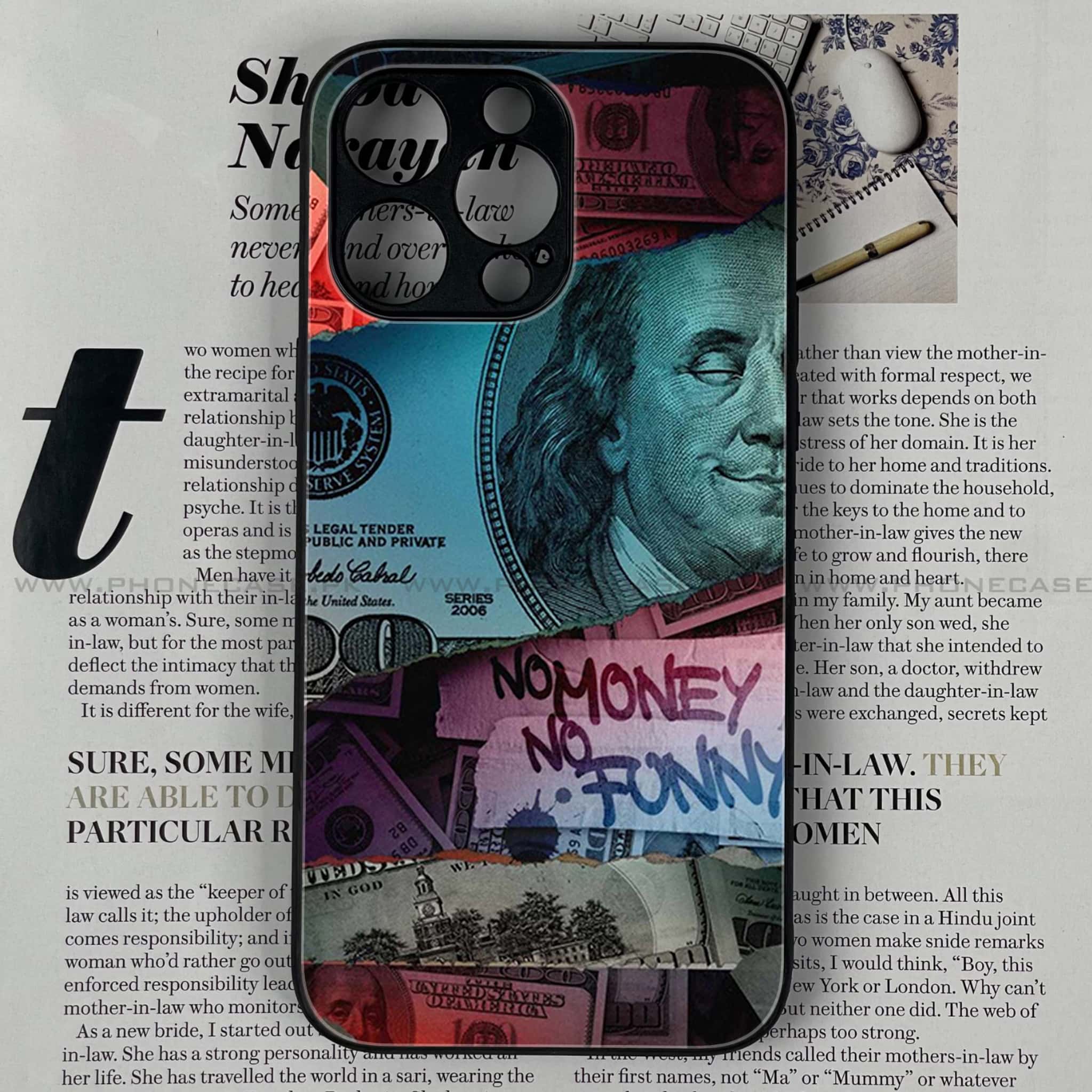 iPhone 13 Pro - Dollar Series - Premium Printed Glass soft Bumper shock Proof Case