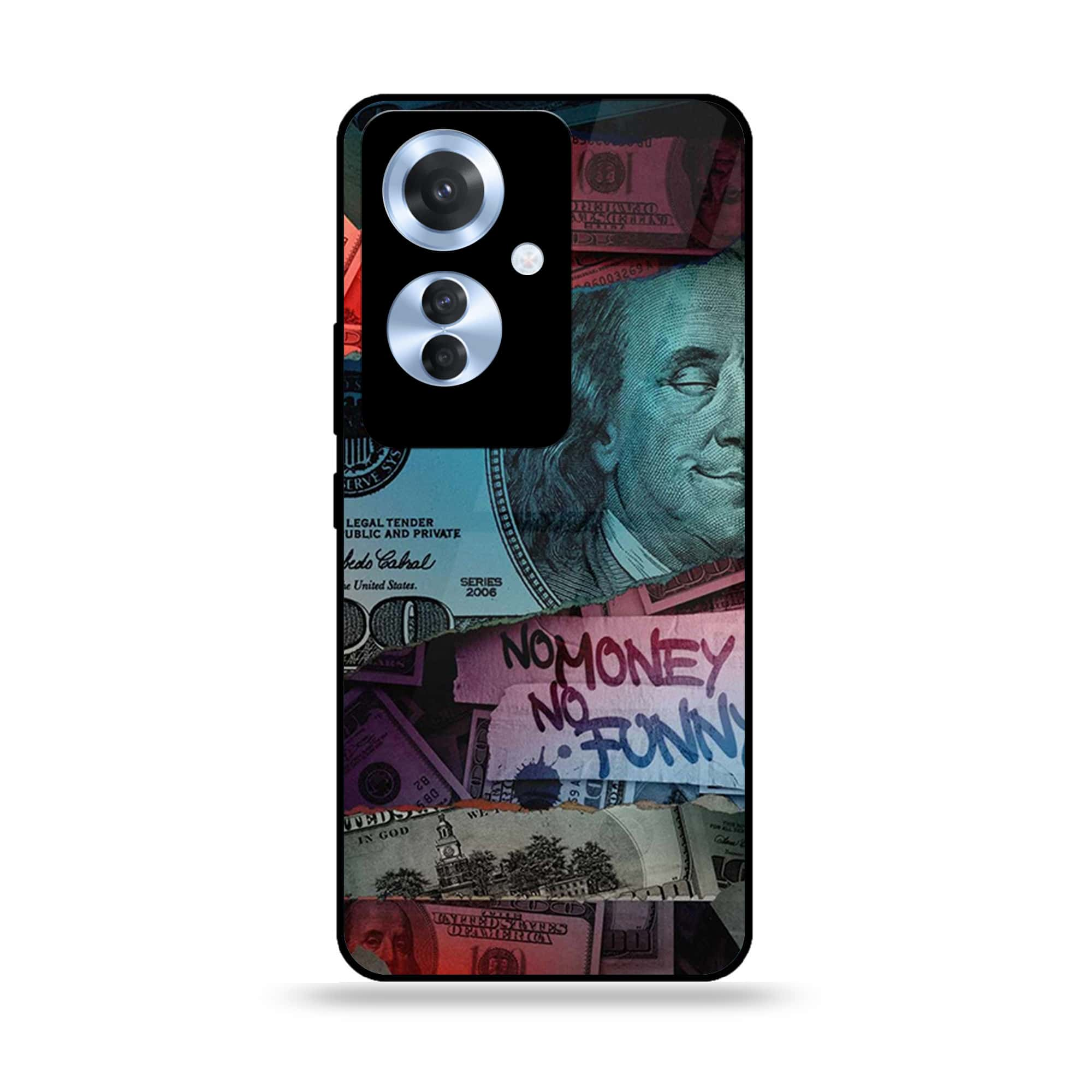 Oppo Reno 11F - Dollar Series - Premium Printed Glass soft Bumper shock Proof Case