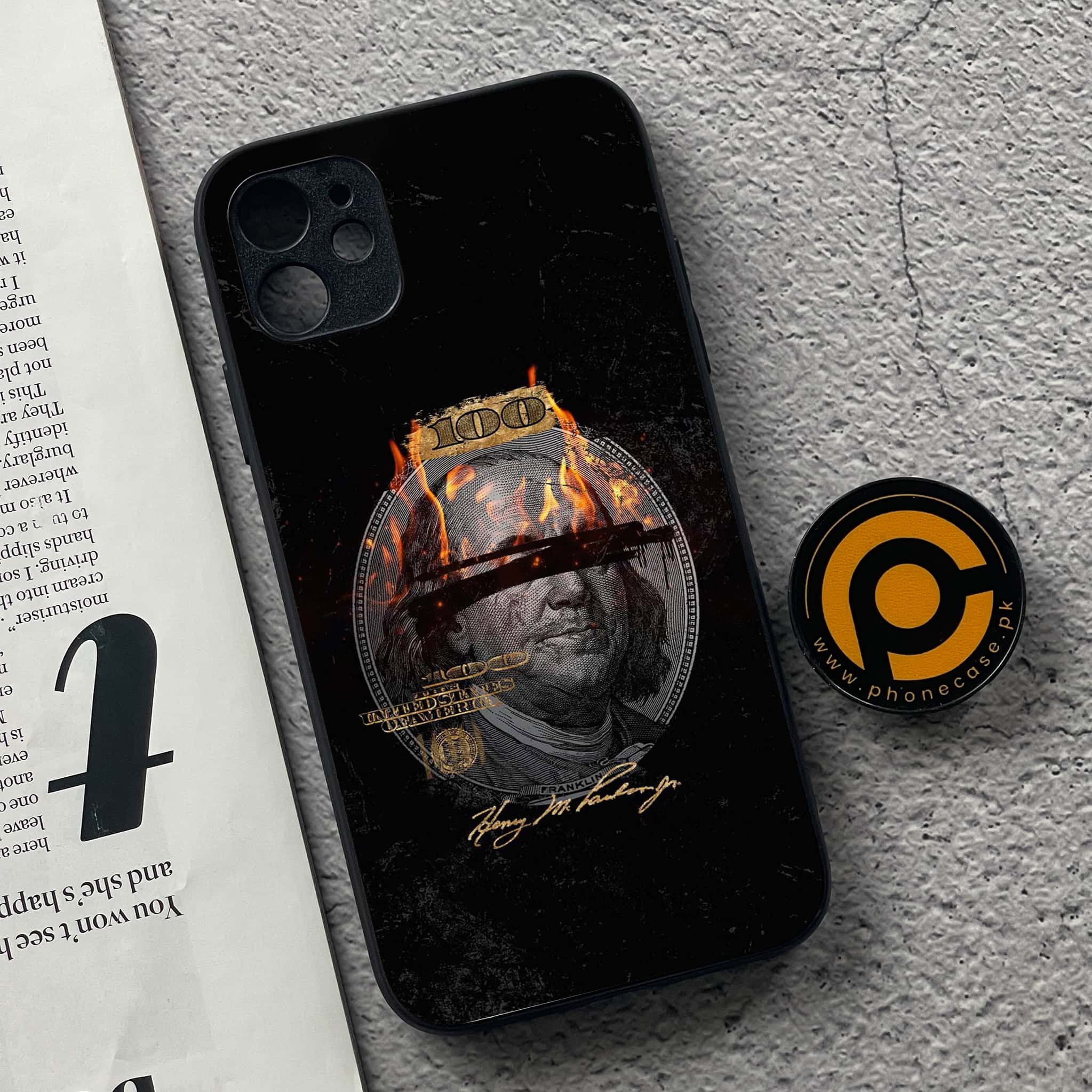 iPhone 11  Dollar Series  Premium Printed Glass soft Bumper shock Proof Case