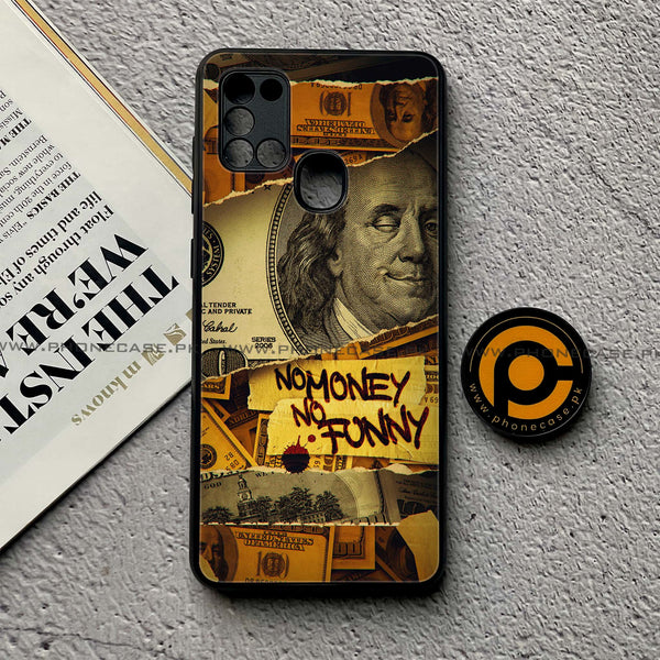 Samsung Galaxy A21s - Dollar Series - Premium Printed Glass soft Bumper shock Proof Case