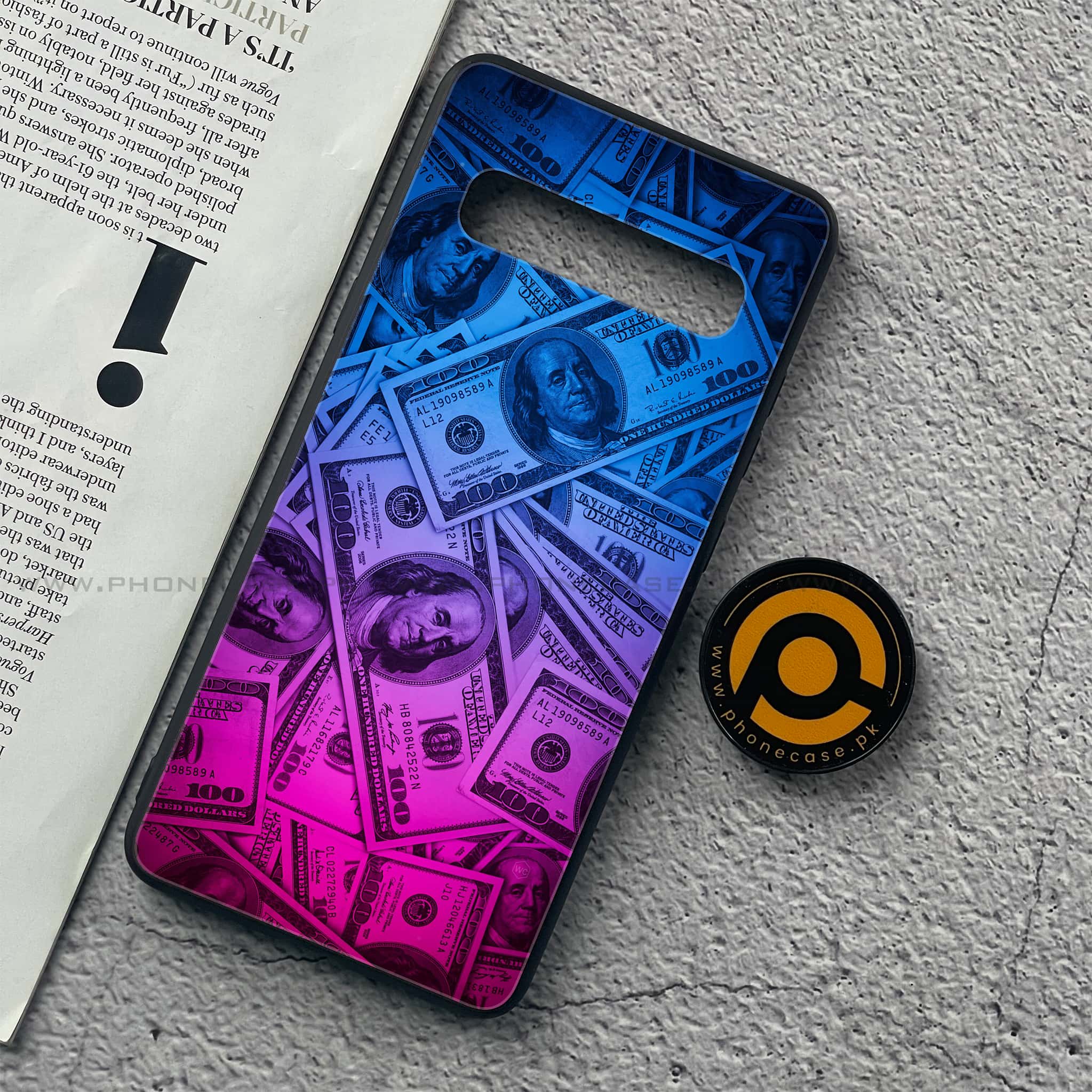 Samsung Galaxy S10 5G  - Dollar Series - Premium Printed Glass soft Bumper shock Proof Case