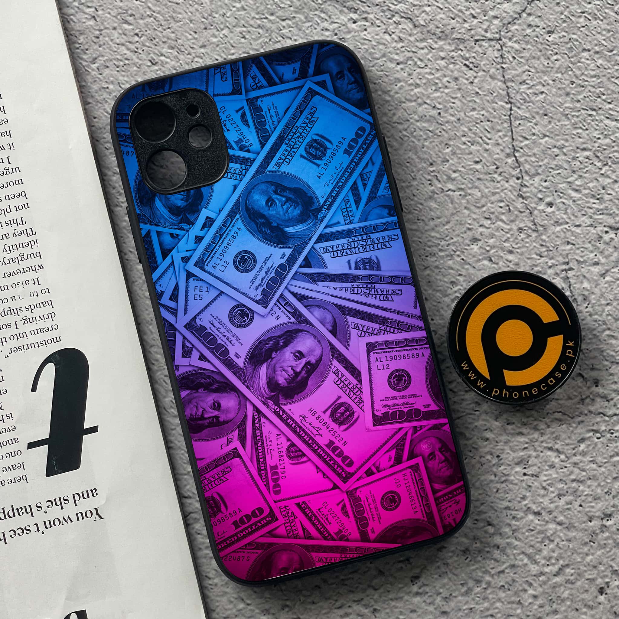 iPhone 11  Dollar Series  Premium Printed Glass soft Bumper shock Proof Case