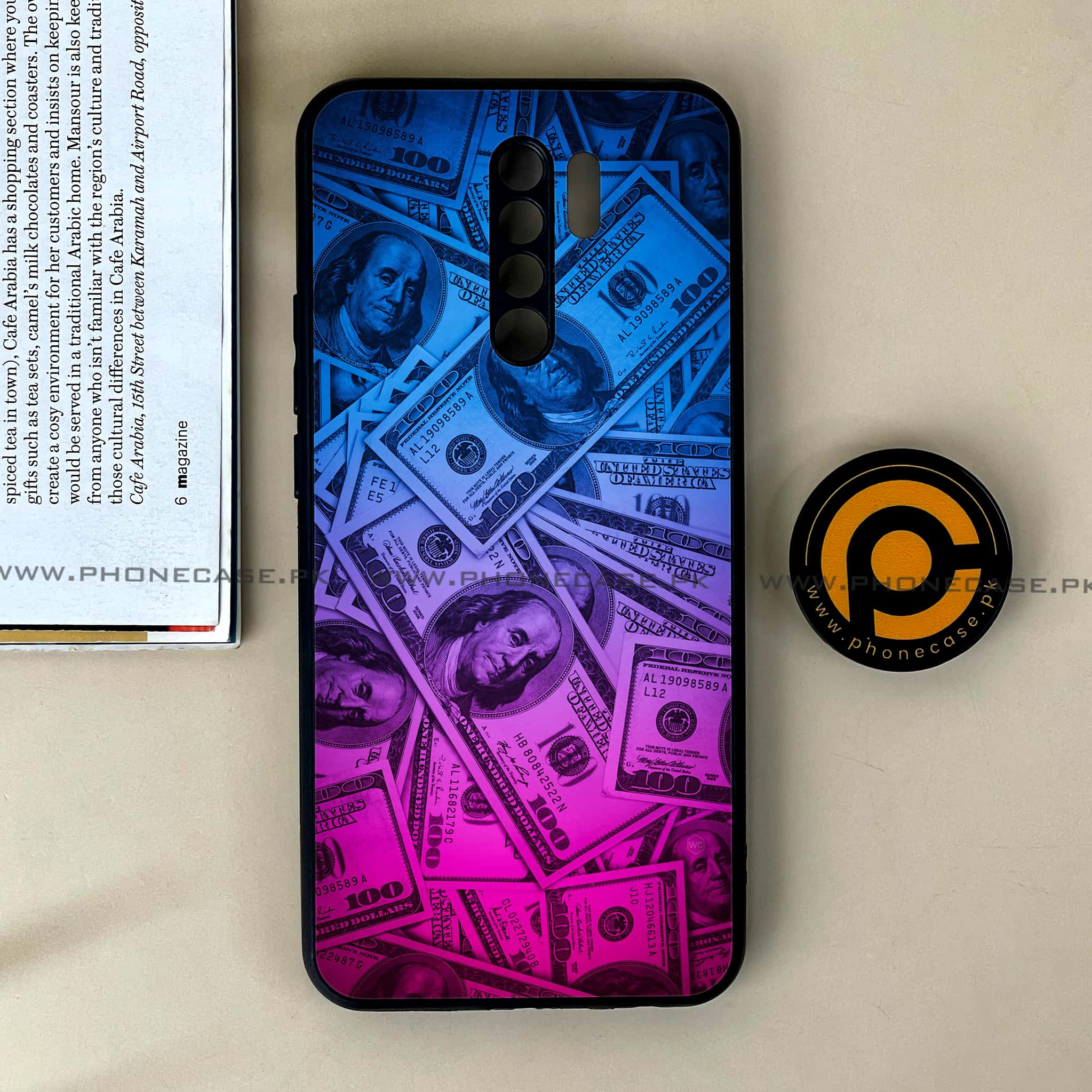 Xiaomi Redmi 9 - Dollar Series - Premium Printed Glass soft Bumper shock Proof Case