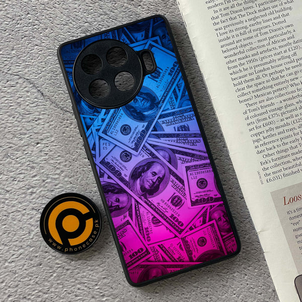 Tecno Spark 20 pro plus - Dollar Series - Premium Printed Glass soft Bumper shock Proof Case