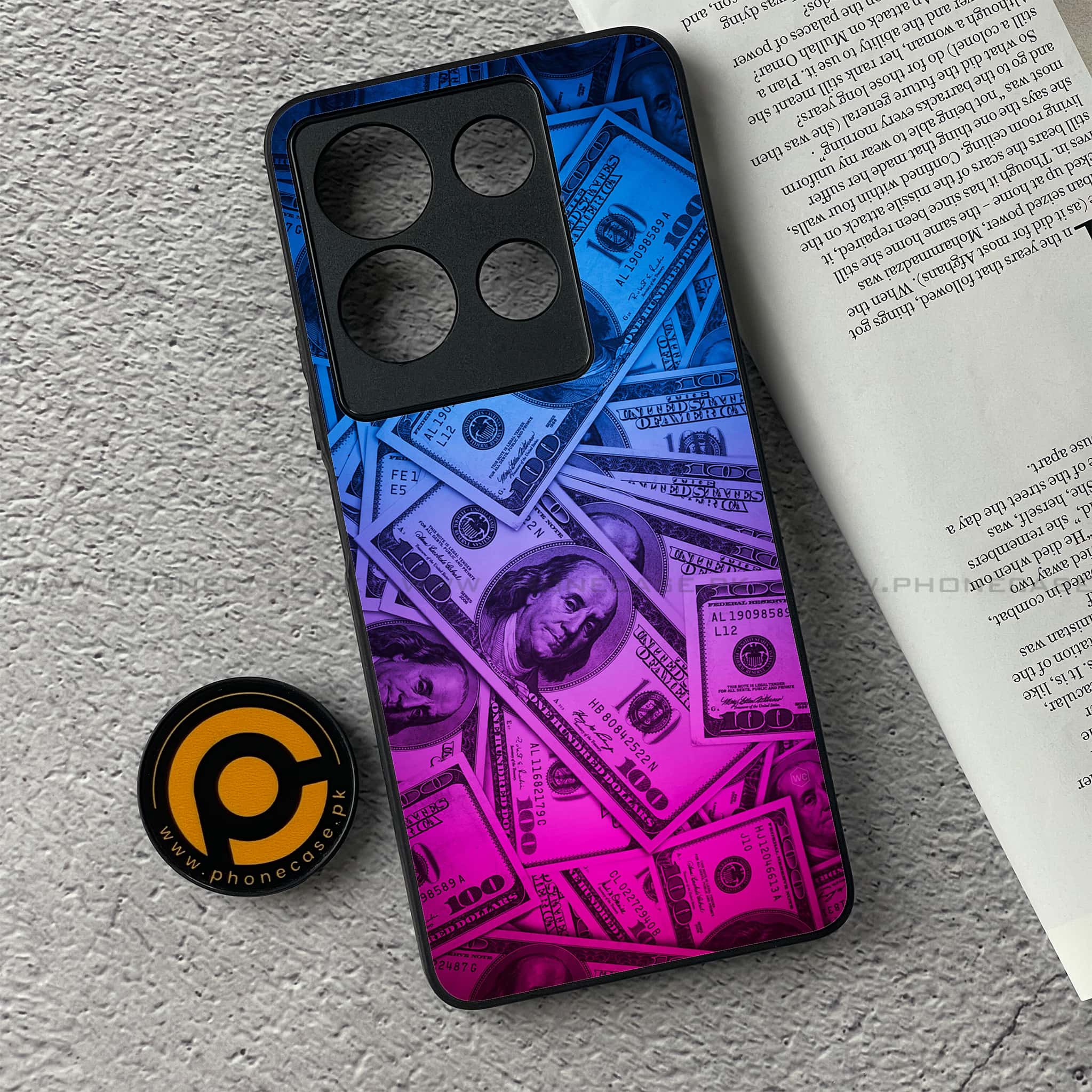 Infinix Note 30 - Dollar Series - Premium Printed Glass soft Bumper shock Proof Case