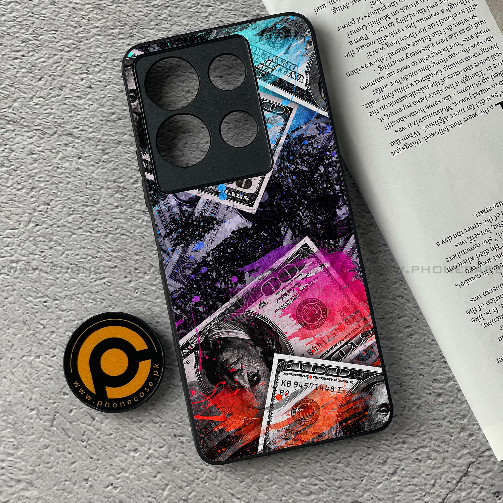 Infinix Note 30 - Dollar Series - Premium Printed Glass soft Bumper shock Proof Case