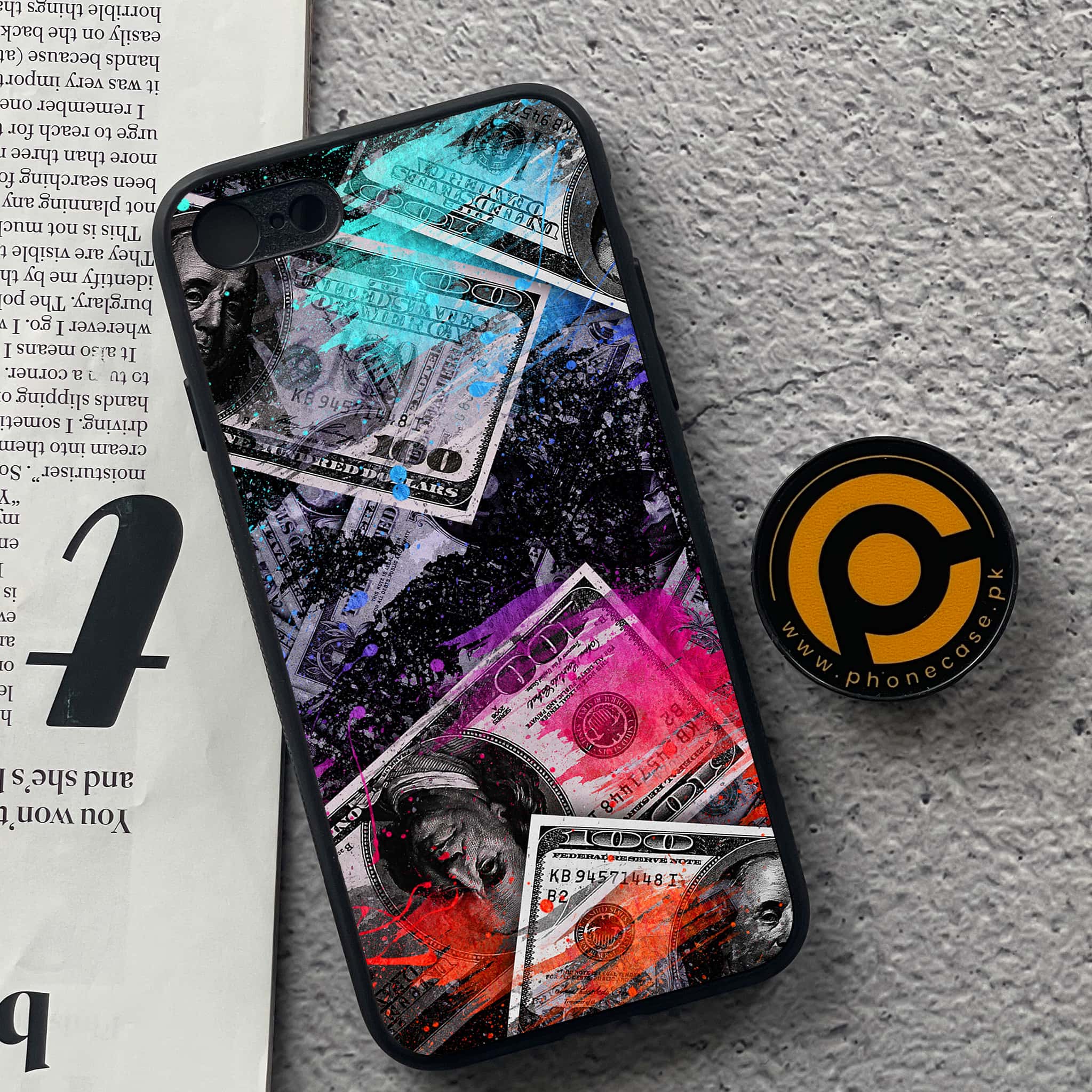 iPhone 7 / 8 - Dollar Series - Premium Printed Glass soft Bumper shock Proof Case