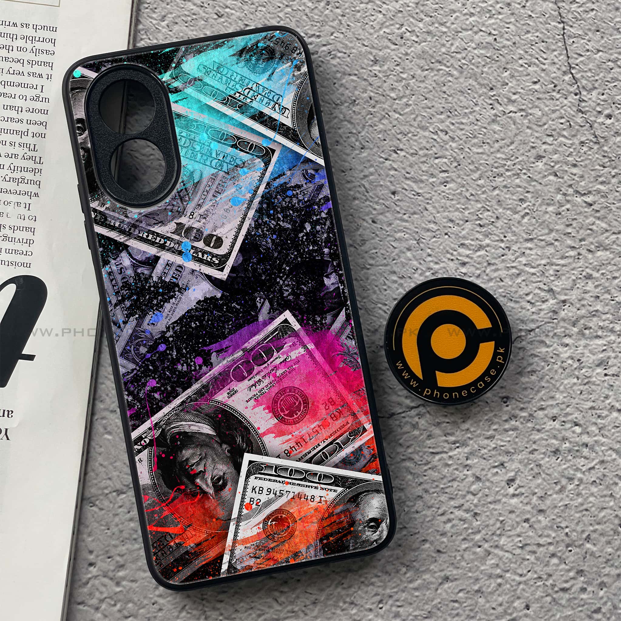 Oppo A18 4G - Dollar Series - Premium Printed Glass soft Bumper shock Proof Case