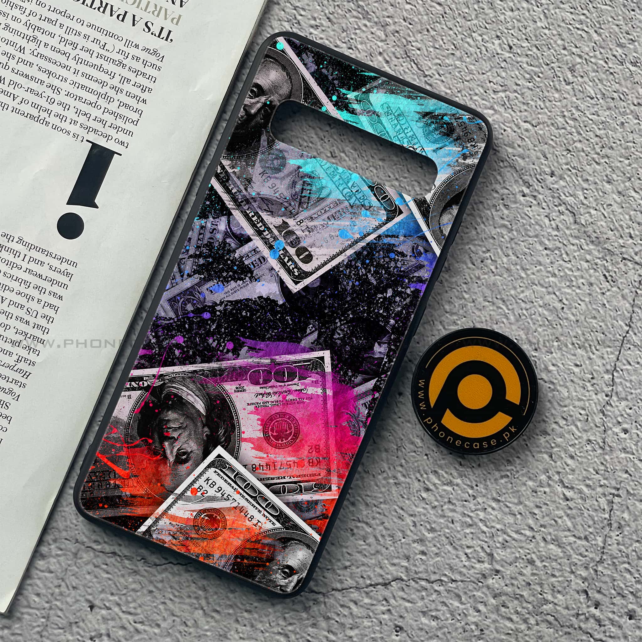 Samsung Galaxy S10 5G  - Dollar Series - Premium Printed Glass soft Bumper shock Proof Case