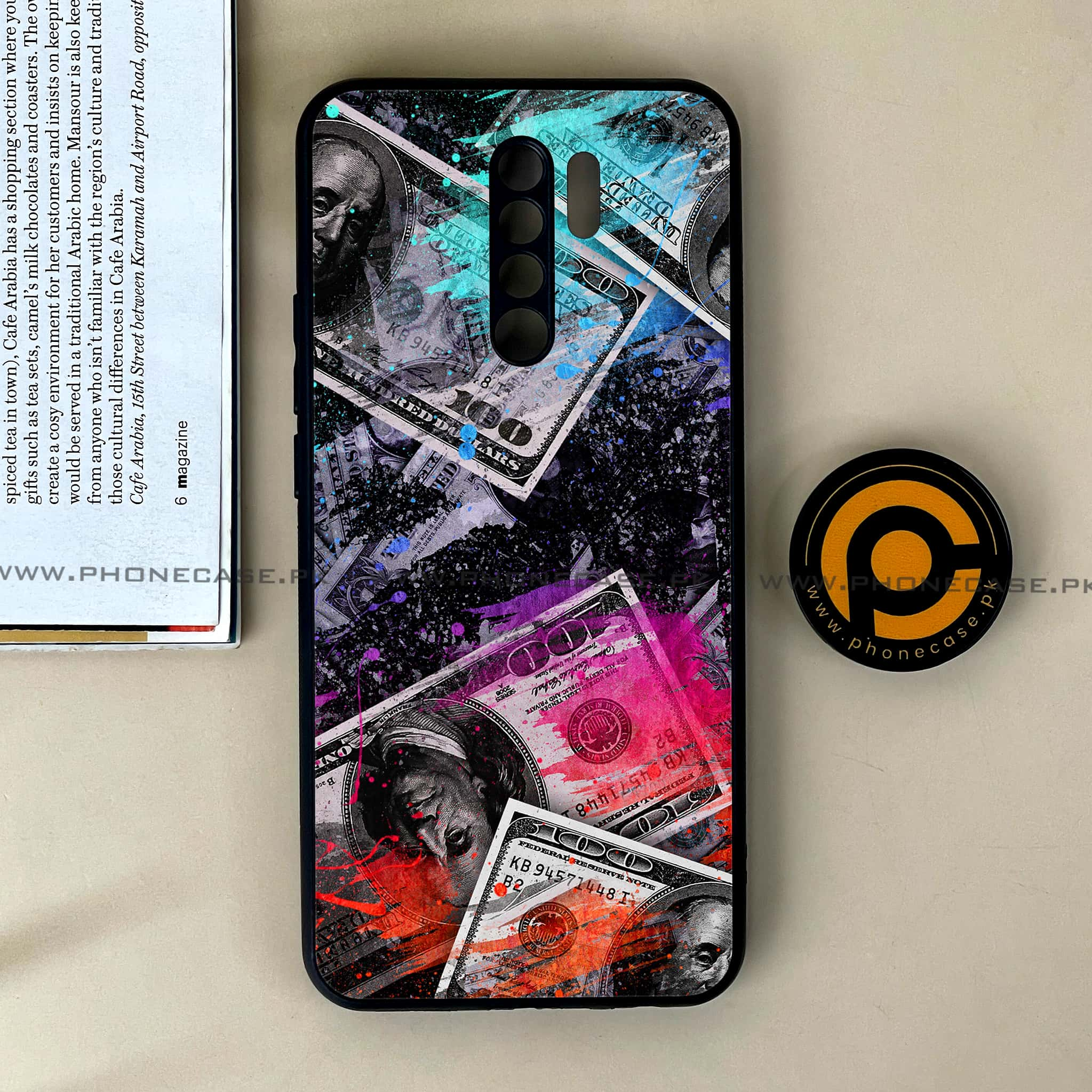 Xiaomi Redmi 9 - Dollar Series - Premium Printed Glass soft Bumper shock Proof Case