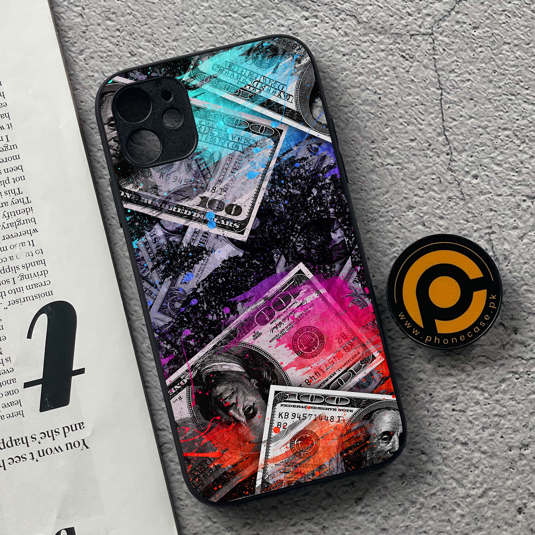 iPhone 11  Dollar Series  Premium Printed Glass soft Bumper shock Proof Case
