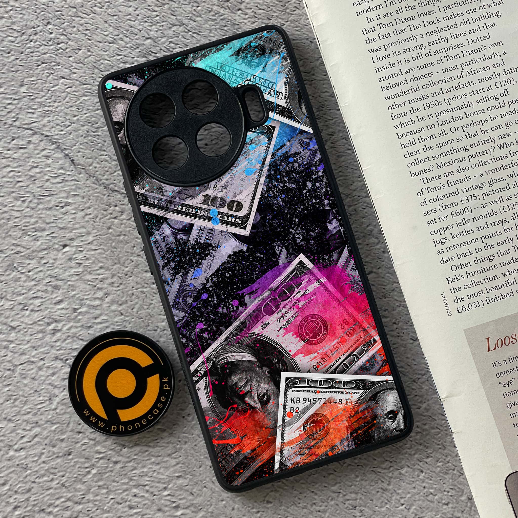 Tecno Spark 20 pro plus - Dollar Series - Premium Printed Glass soft Bumper shock Proof Case