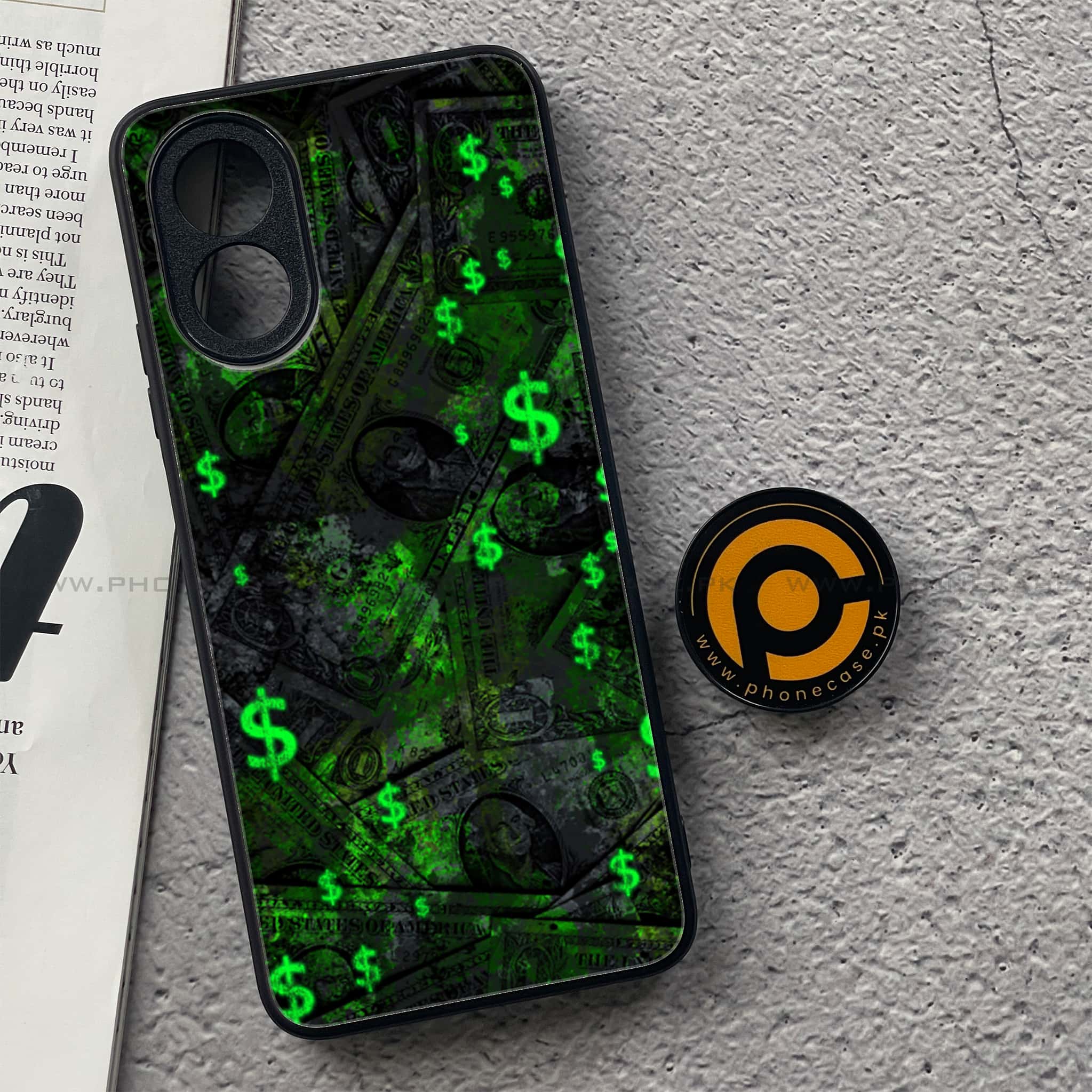 Oppo A18 4G - Dollar Series - Premium Printed Glass soft Bumper shock Proof Case