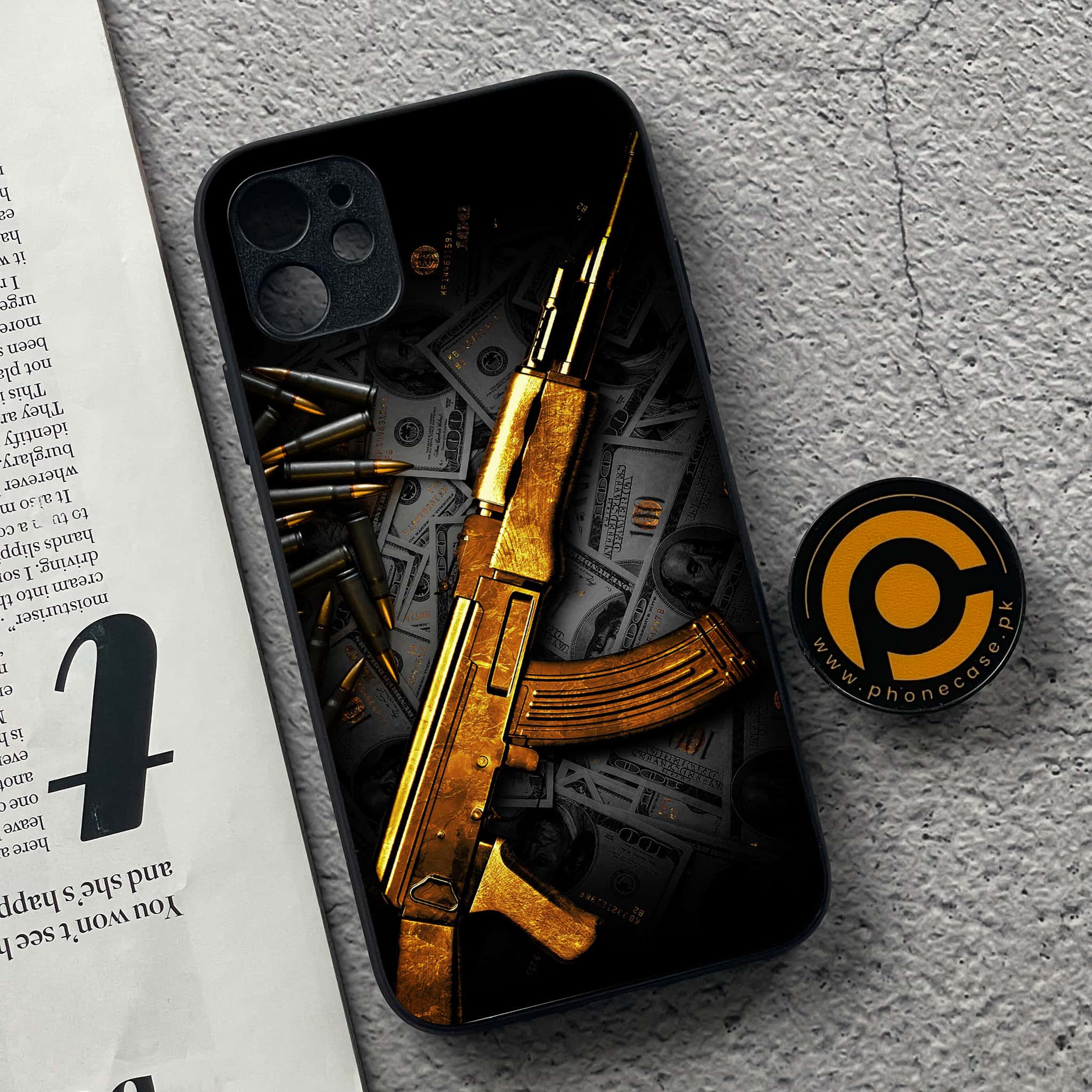 iPhone 11  Dollar Series  Premium Printed Glass soft Bumper shock Proof Case