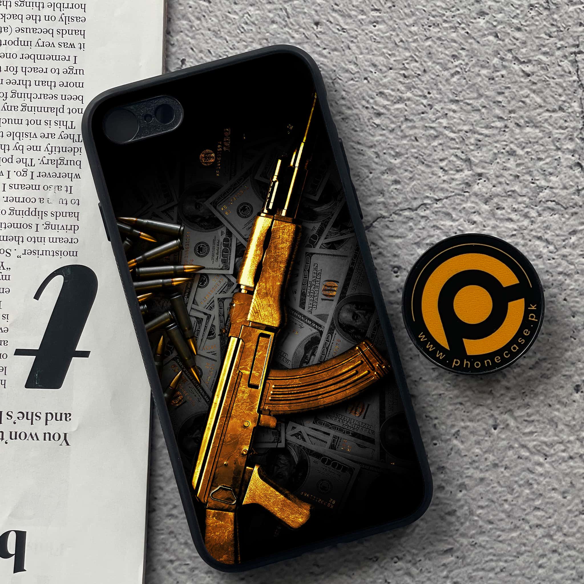 iPhone 7 / 8 - Dollar Series - Premium Printed Glass soft Bumper shock Proof Case