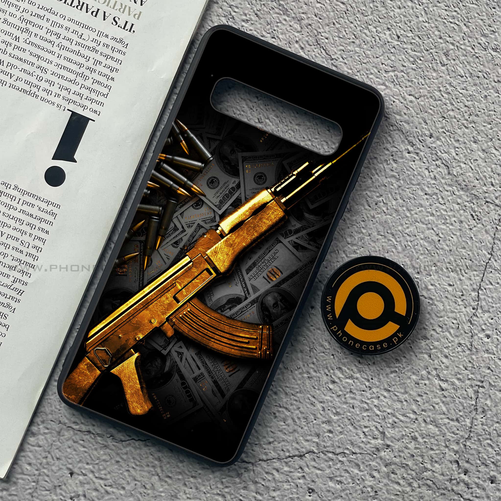 Samsung Galaxy S10 5G  - Dollar Series - Premium Printed Glass soft Bumper shock Proof Case