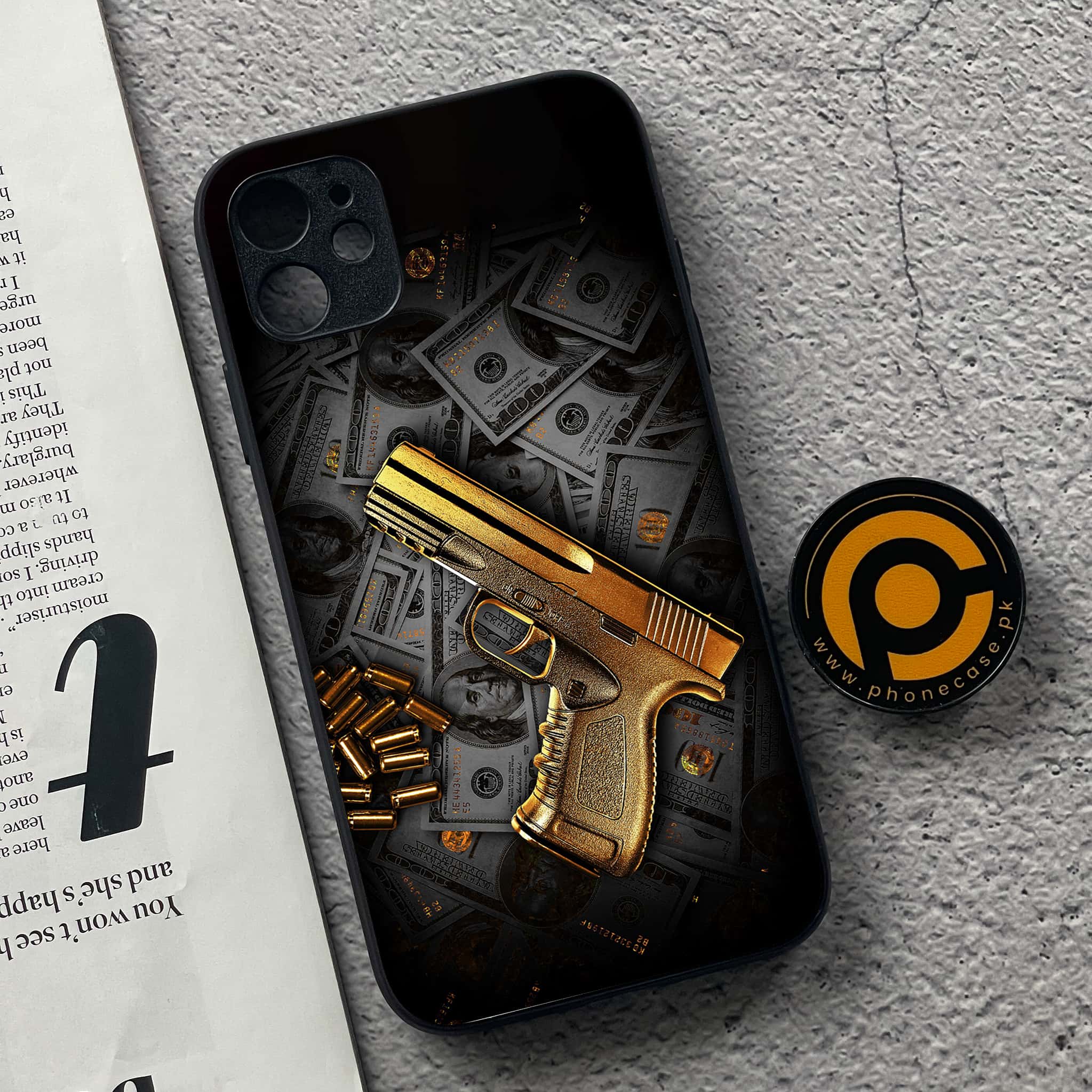 iPhone 11  Dollar Series  Premium Printed Glass soft Bumper shock Proof Case