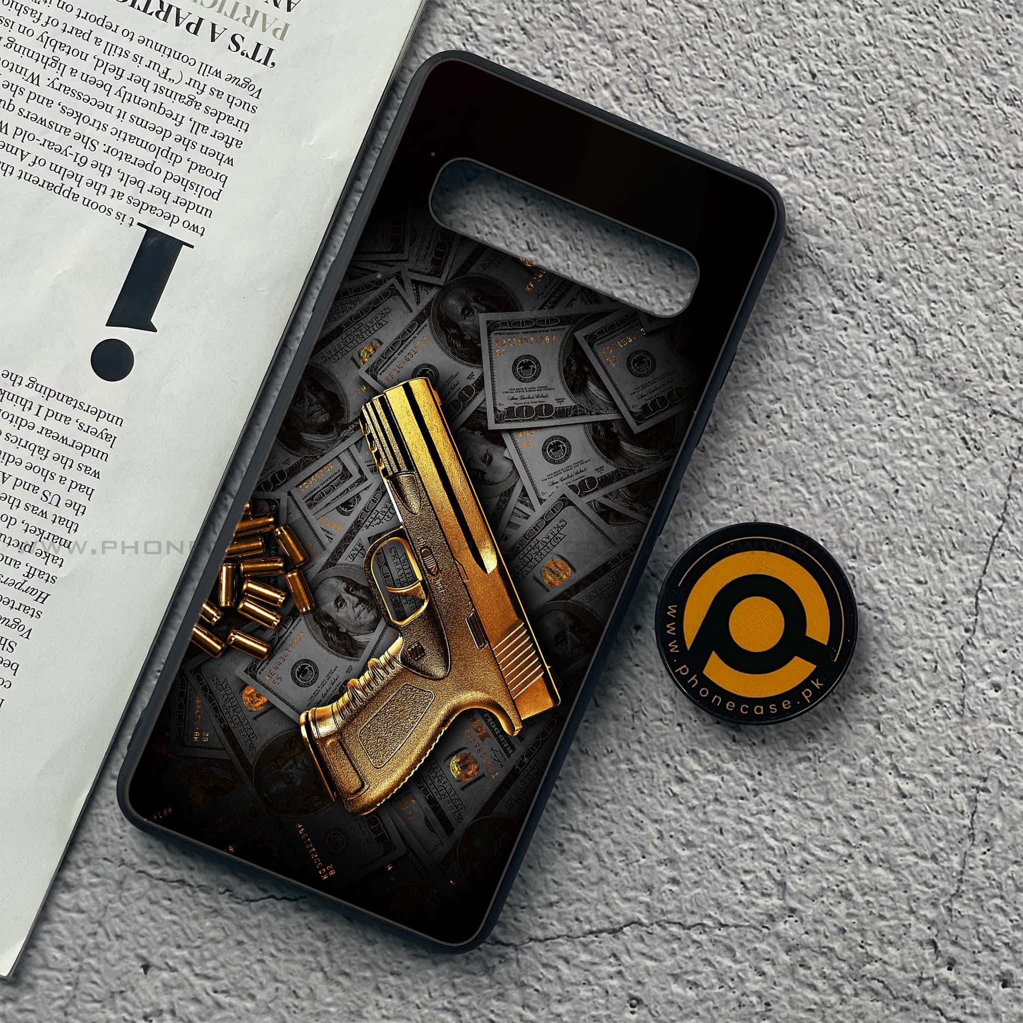 Samsung Galaxy S10 5G  - Dollar Series - Premium Printed Glass soft Bumper shock Proof Case