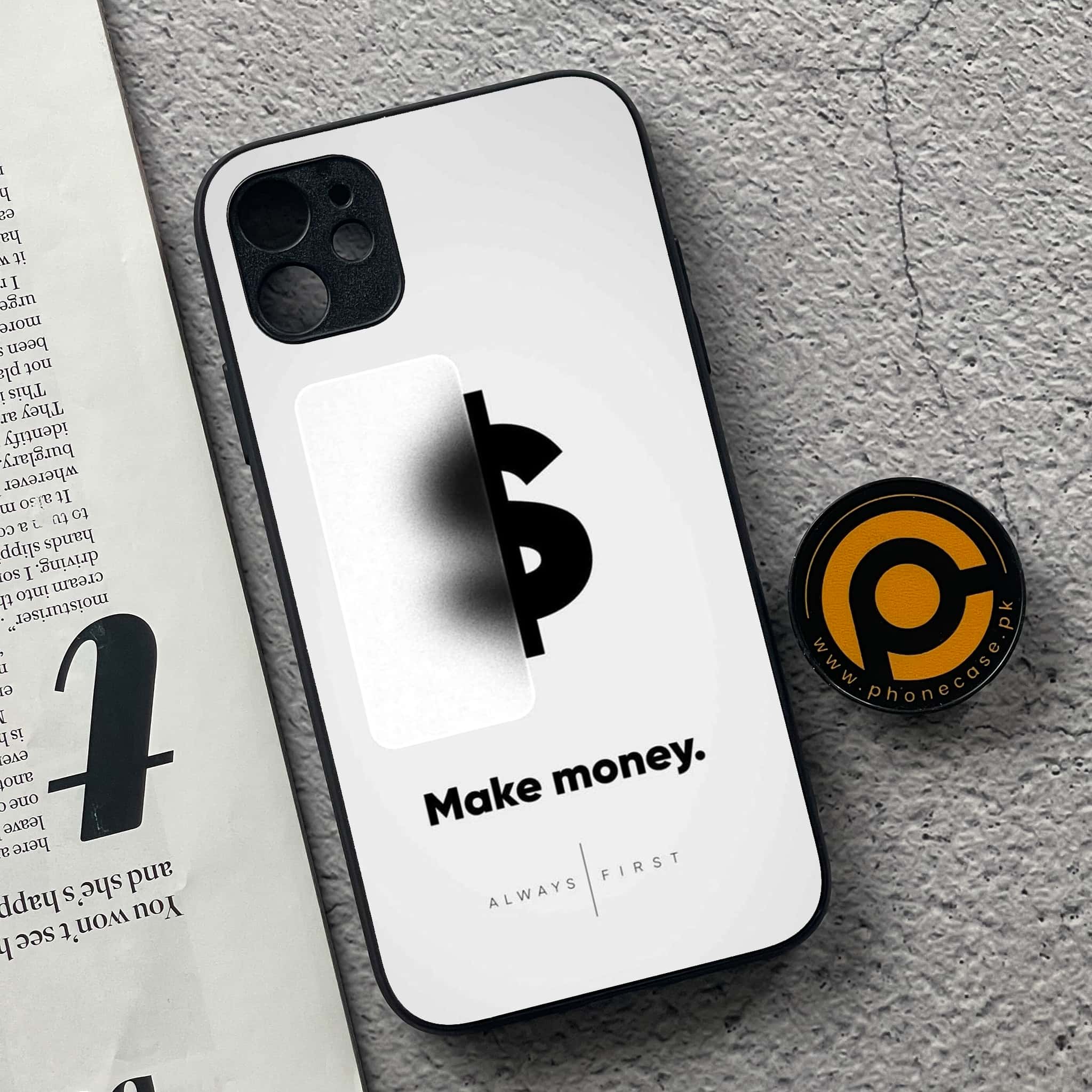 iPhone 11  Dollar Series  Premium Printed Glass soft Bumper shock Proof Case