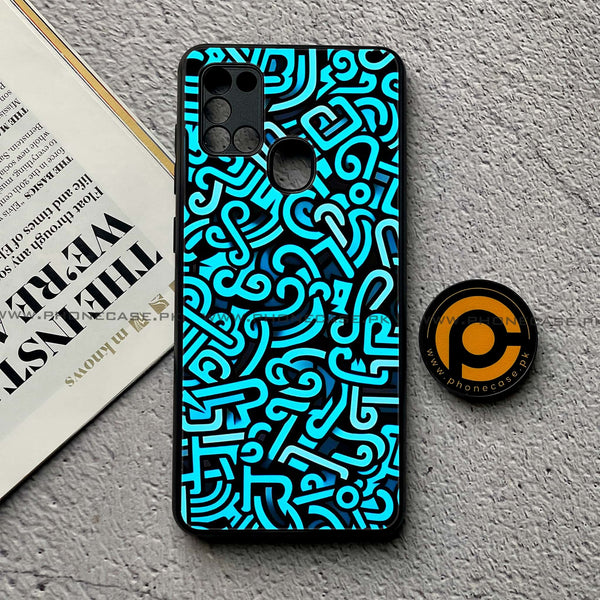 Samsung Galaxy A21s - Doodle Design - Premium Printed Glass soft Bumper Shock Proof Case