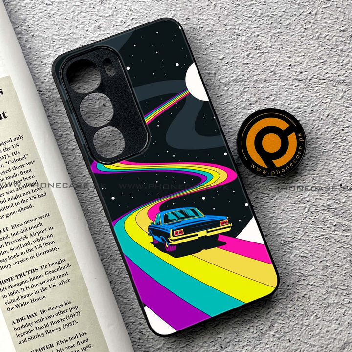 Vivo Y19s - Drive To The Moon - Premium Printed Glass soft Bumper shock Proof Case