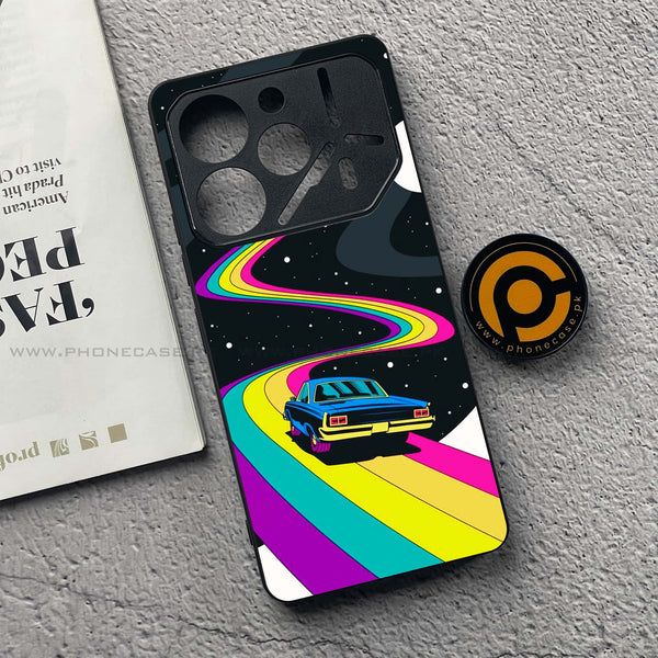 Tecno Pova 6 Pro - Drive To The Moon - Premium Printed Glass soft Bumper Shock Proof Case