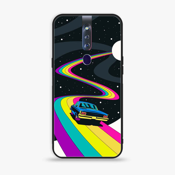 Oppo F11 Pro - Drive To The Moon - Premium Printed Glass soft Bumper shock Proof Case