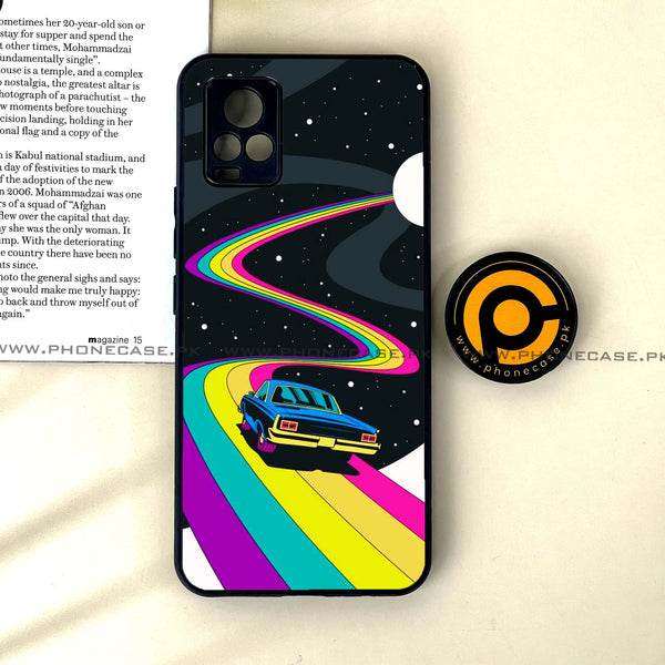 Vivo V20 - Drive To The Moon - Premium Printed Glass soft Bumper Shock Proof Case