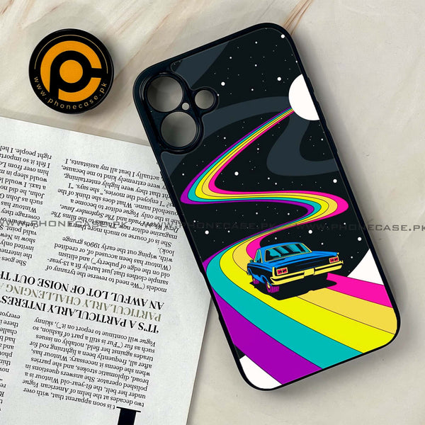 iPhone 16 Plus - Drive To The Moon - Premium Printed Glass soft Bumper shock Proof Case