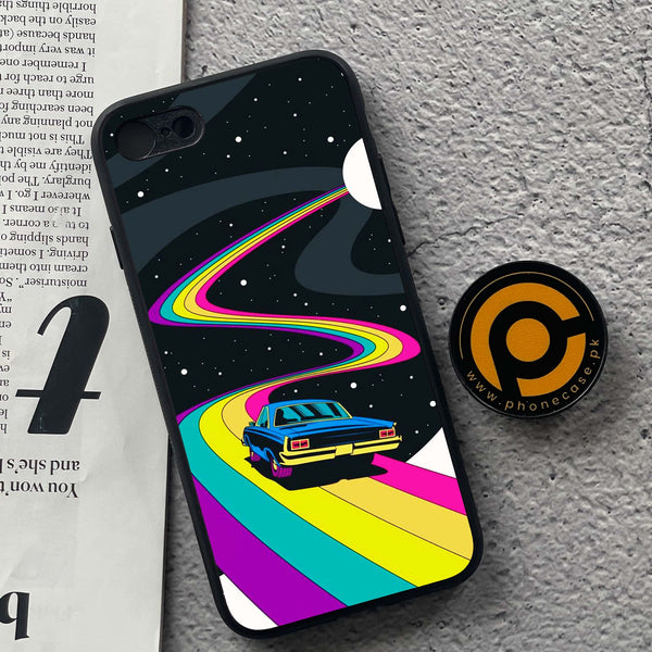 iPhone 7/8 - Drive To The Moon - Premium Metal  Printed soft Bumper shock Proof Case  CS-42952