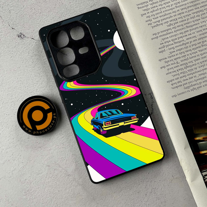 Infinix Note 50 Pro - Drive To The Moon - Premium Metal Printed Soft Bumper Shockproof Case
