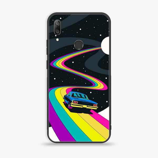 Huawei Y7 Prime (2019) - Drive To The Moon - Premium Printed Glass soft Bumper shock Proof Case