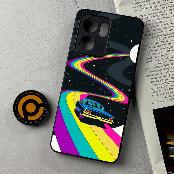 Oppo A5x -  Drive To The Moon - Premium Metal Printed Soft Bumper Shockproof Case